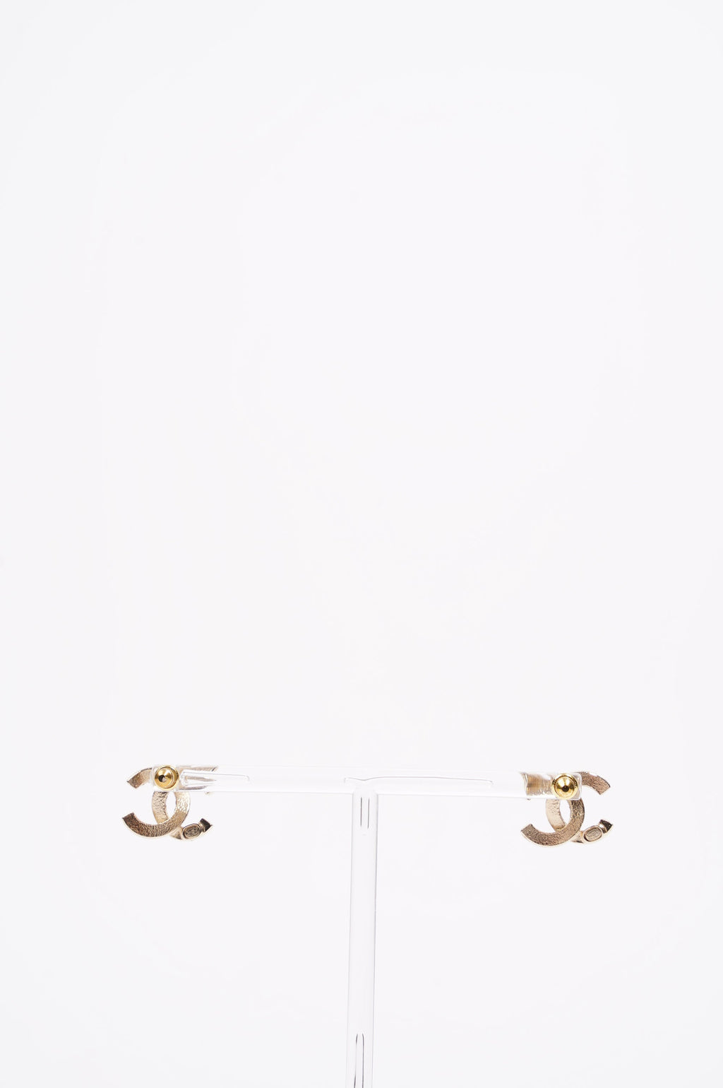 Chanel Womens CC Pearl and Crystals Earrings A21 Golden Finish