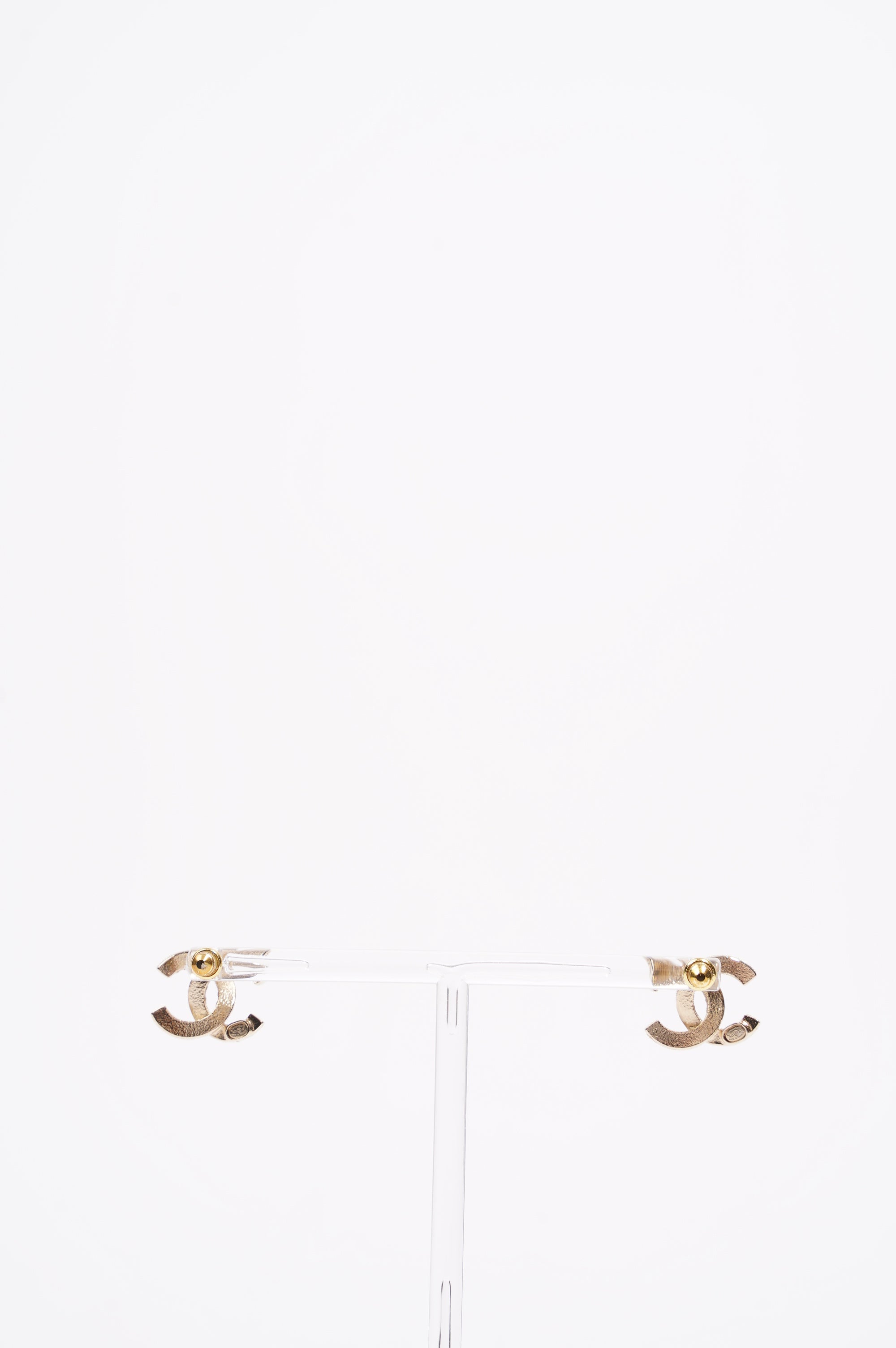 Chanel Womens CC Pearl and Crystals Earrings A21 Golden Finish