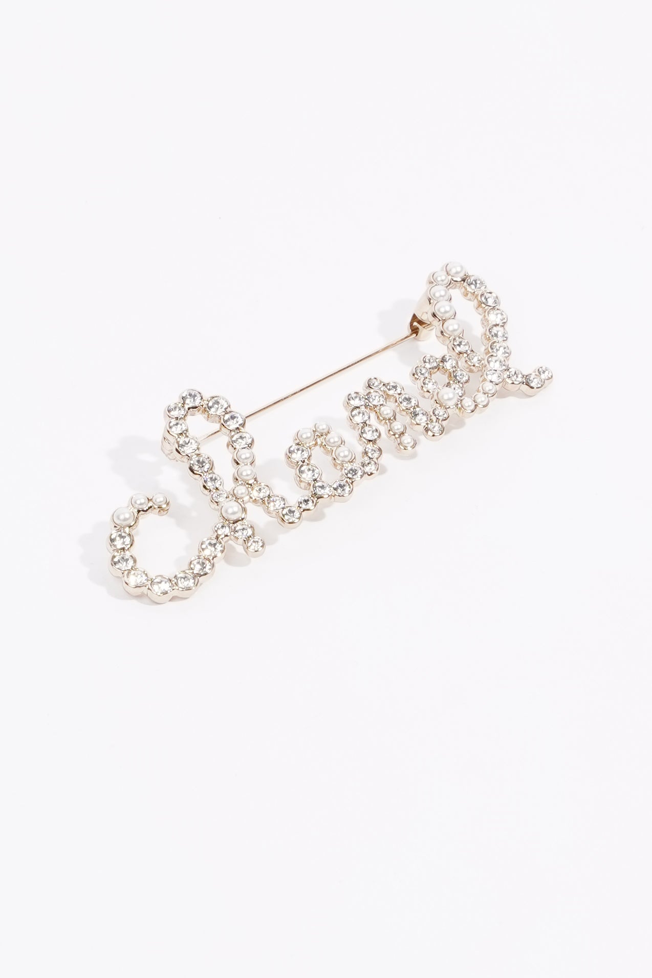 Chanel Womens Chanel Sign Brooch Champagne Finish Base Metal 2020