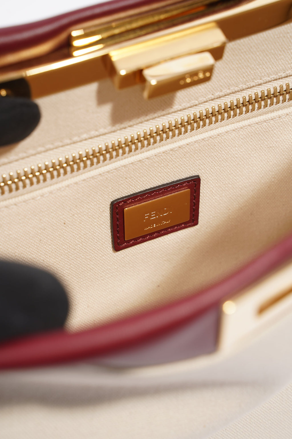 Fendi Womens Peekaboo Beige / Maroon Medium