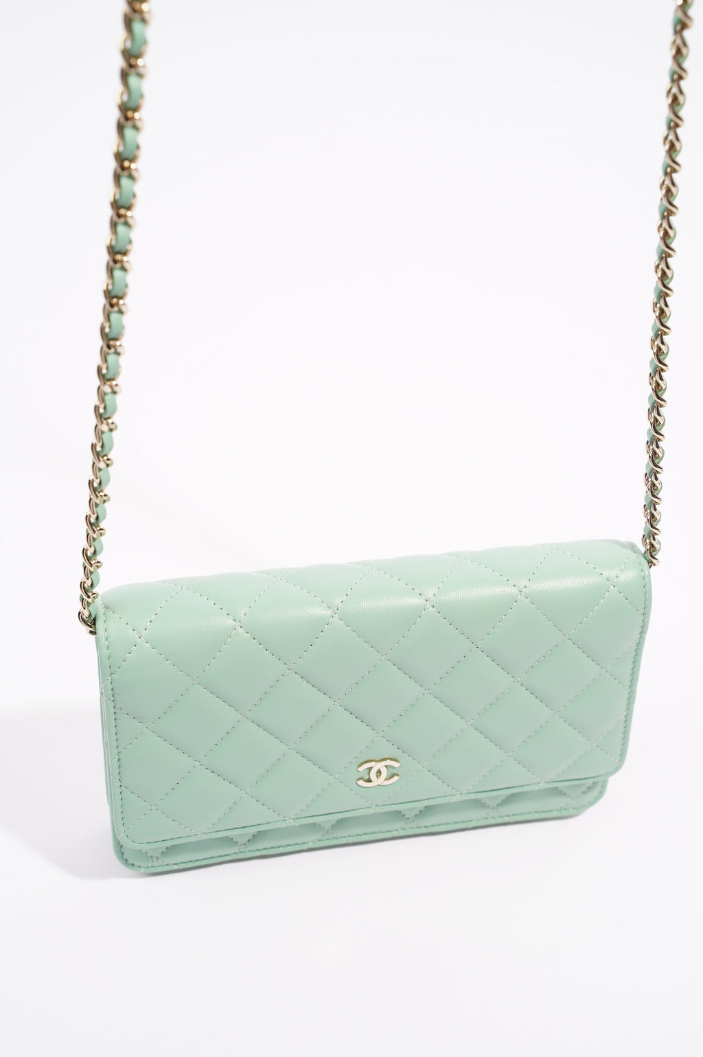 Chanel Womens Wallet On Chain Teal Lambskin