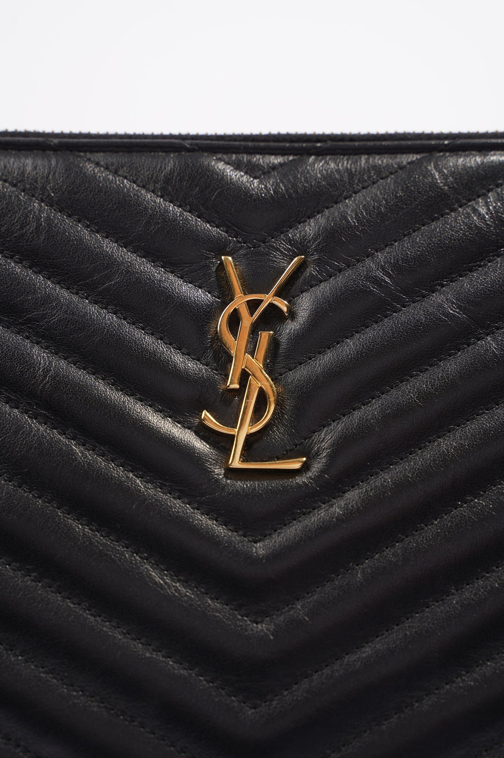 Saint Laurent Womens Pouch Black / Gold Large