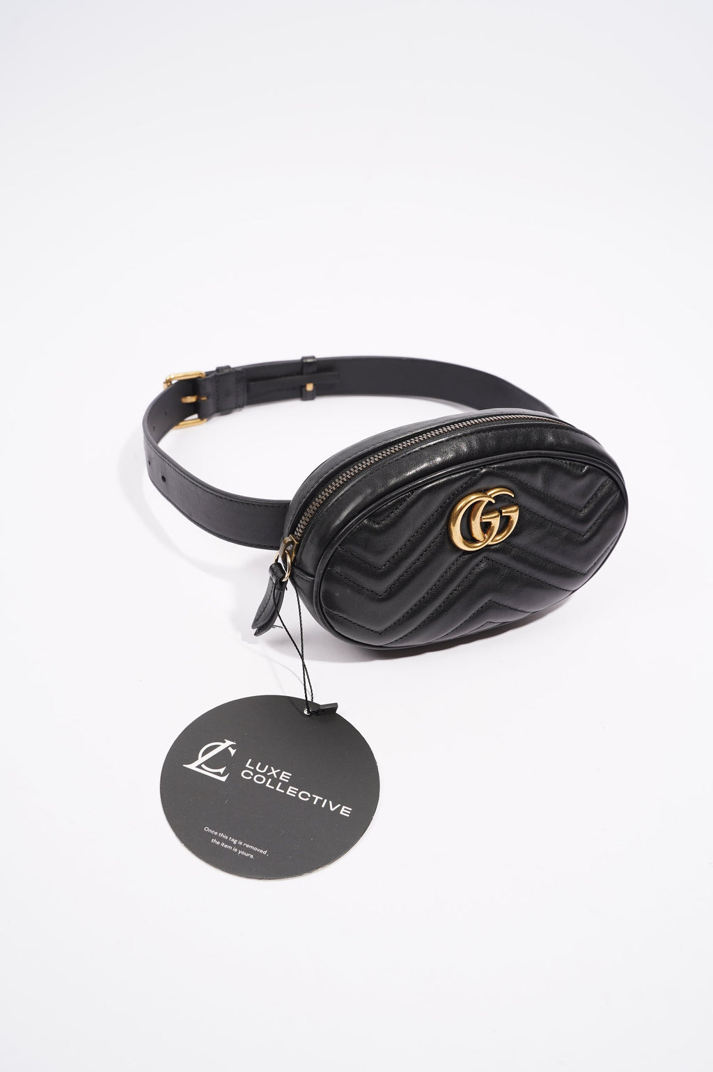 Gucci Womens Marmont Belt Bag Black / Gold 85
