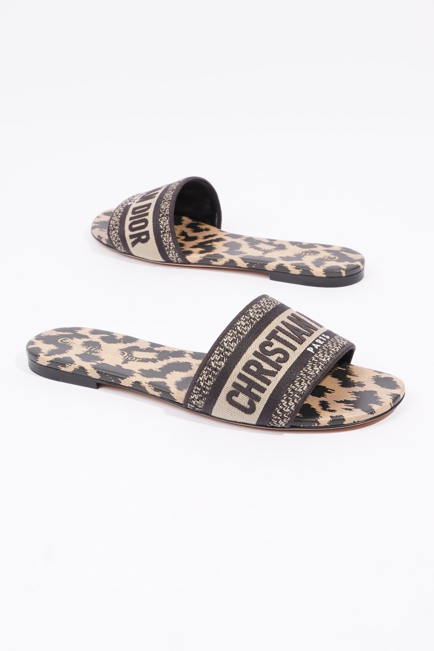 Christian Dior Womens Dway Slide Leopard Print EU 37.5 / UK 4.5