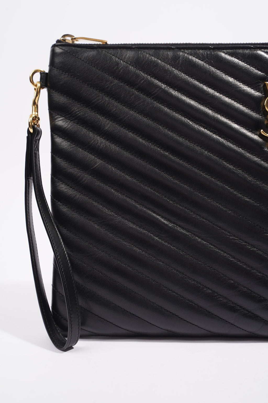 Saint Laurent Womens Pouch Black / Gold Large