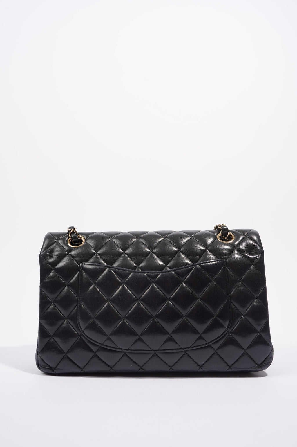 Chanel Womens Classic Lambskin Flap Black Medium