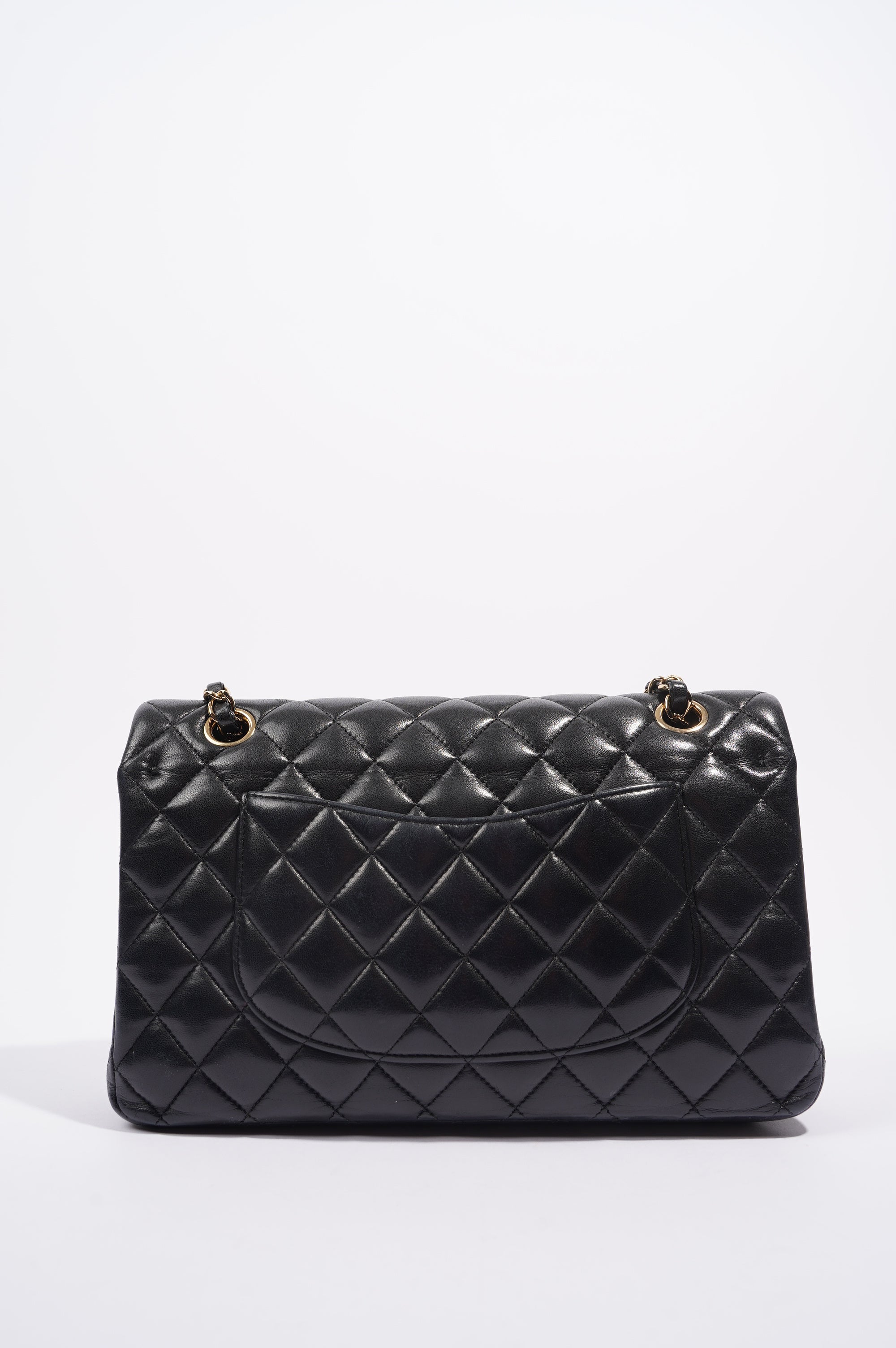 Chanel Womens Classic Lambskin Flap Black Medium