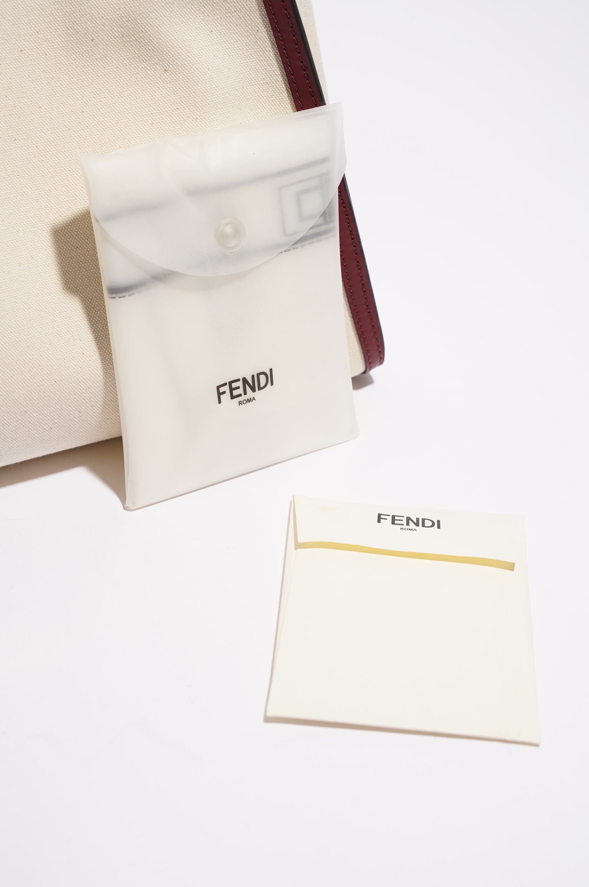 Fendi Womens Peekaboo Beige / Maroon Medium