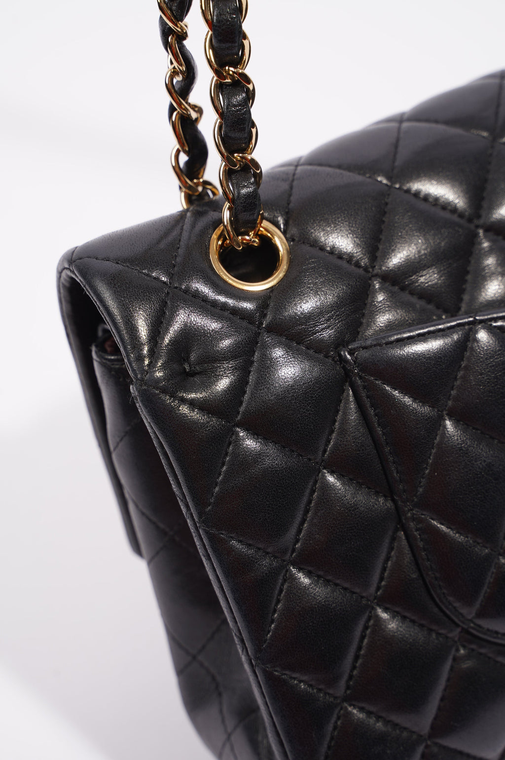 Chanel Womens Classic Lambskin Flap Black Medium