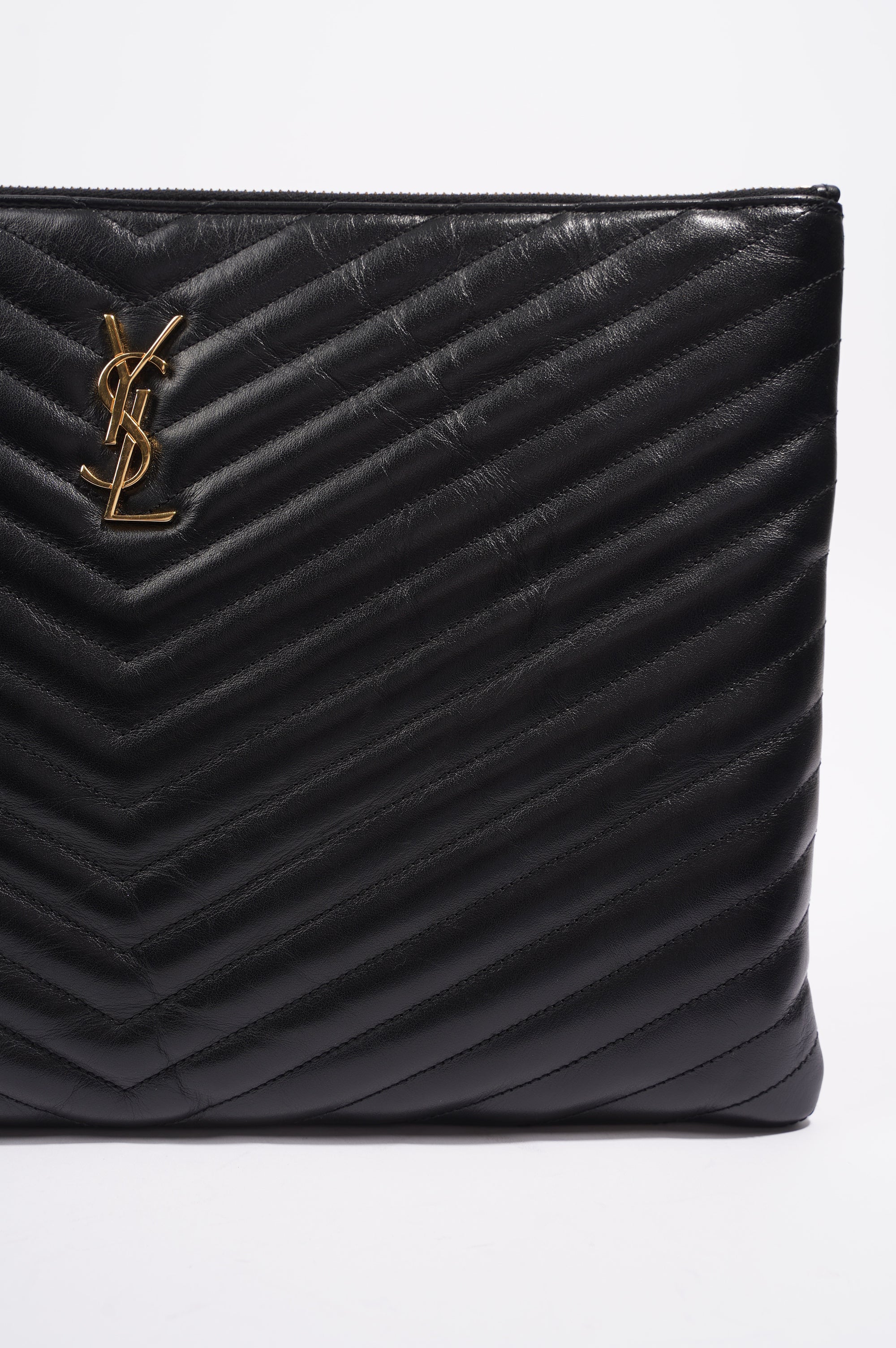 Saint Laurent Womens Pouch Black / Gold Large