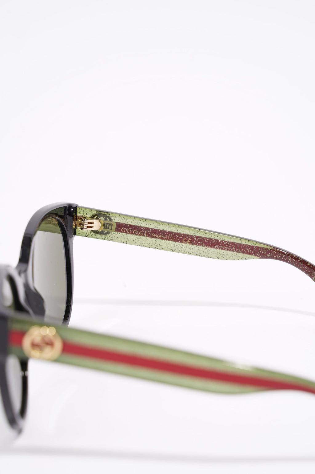 Gucci Womens GG0035S Sunglasses Black / Green / Red 140