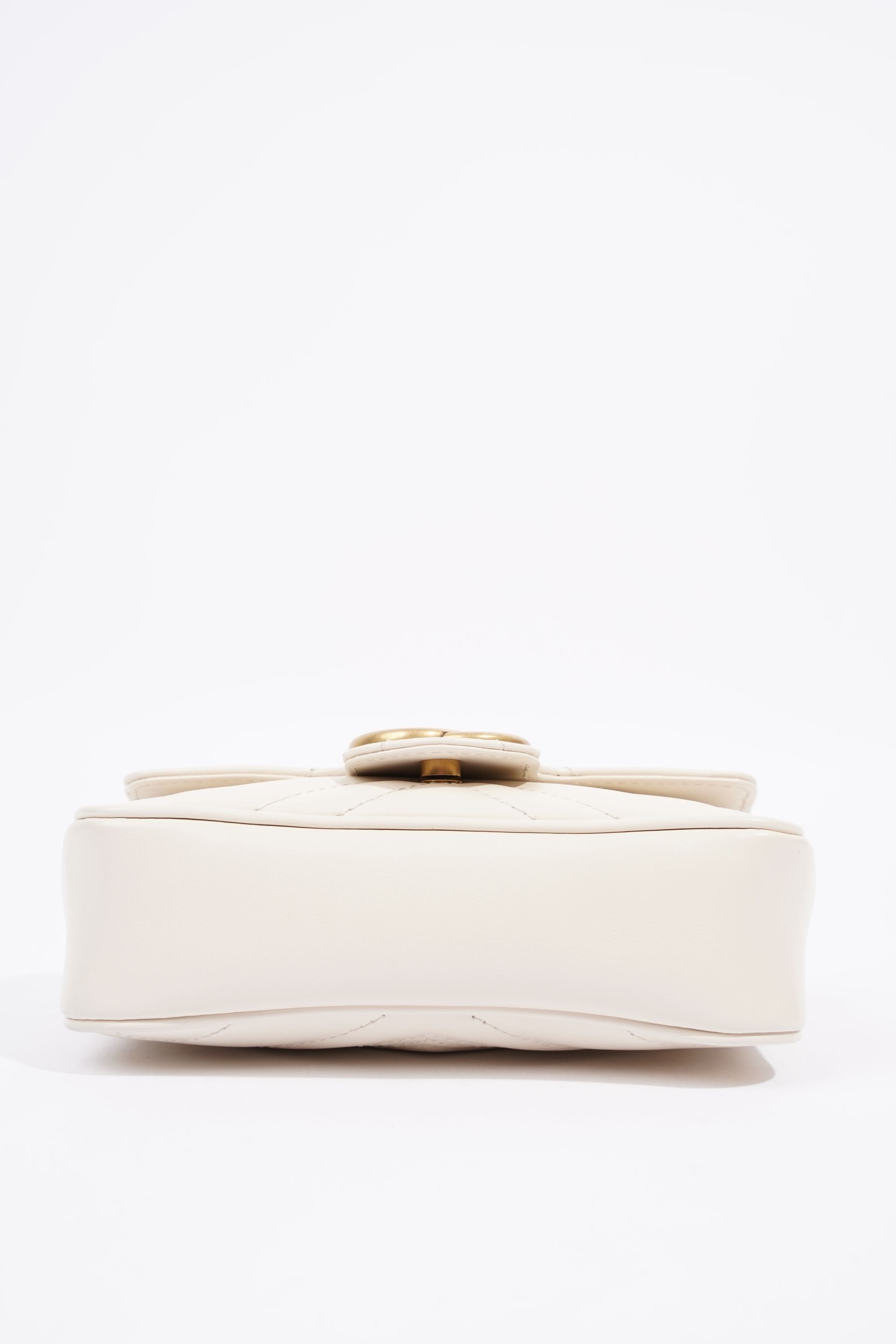 Gucci Womens Marmont Bag White Leather Super Mini