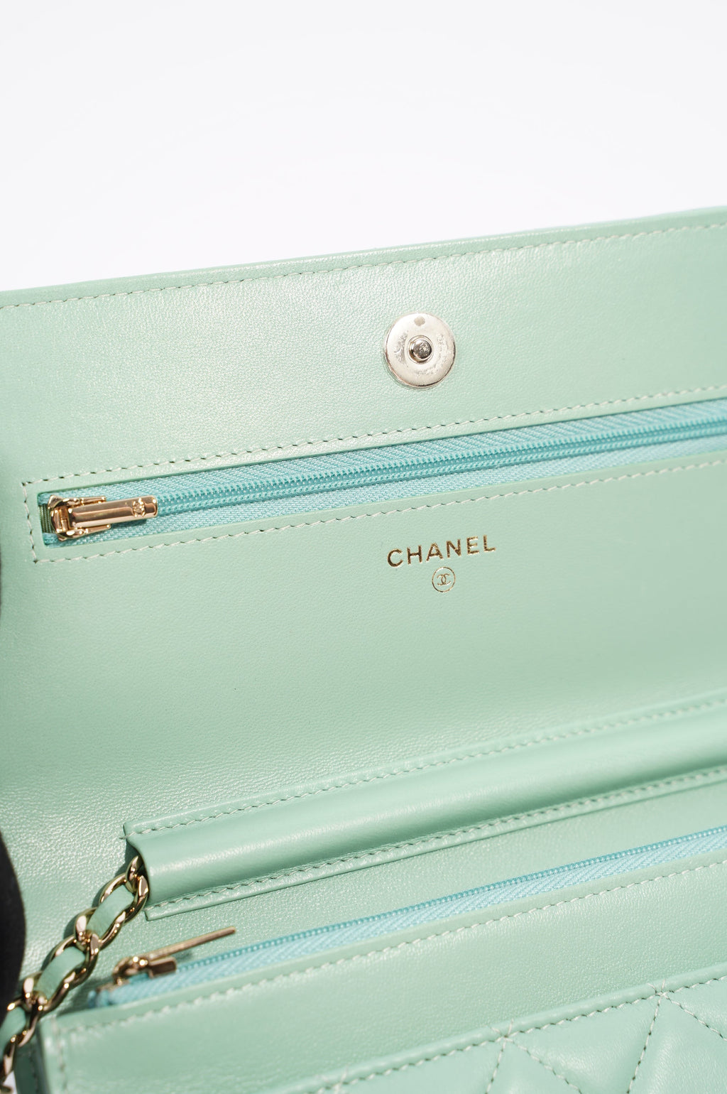 Chanel Womens Wallet On Chain Teal Lambskin