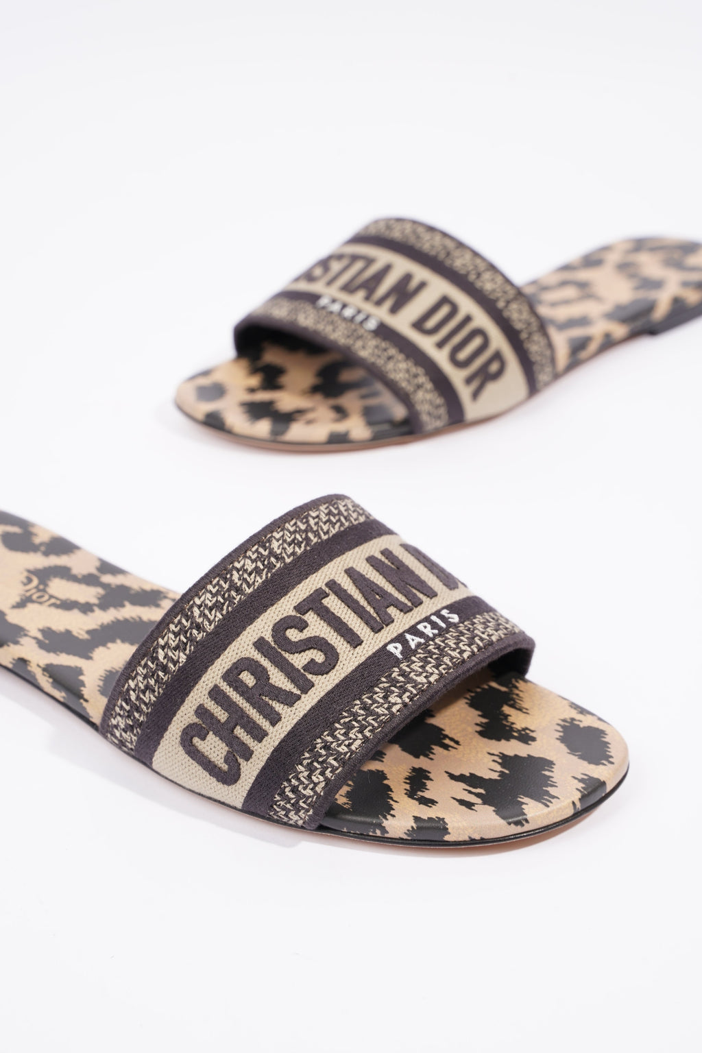 Christian Dior Womens Dway Slide Leopard Print EU 37.5 / UK 4.5
