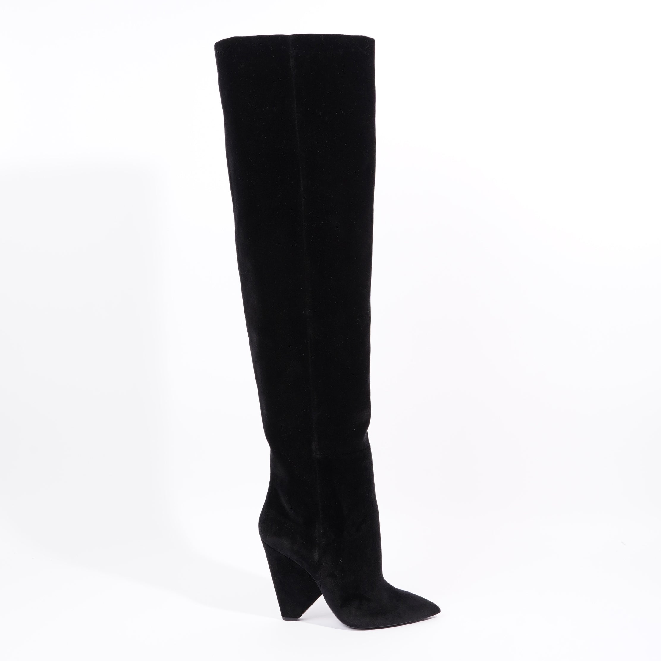 Saint Laurent Womens Niki Boot 105 Black Velvet EU 40 / UK 7