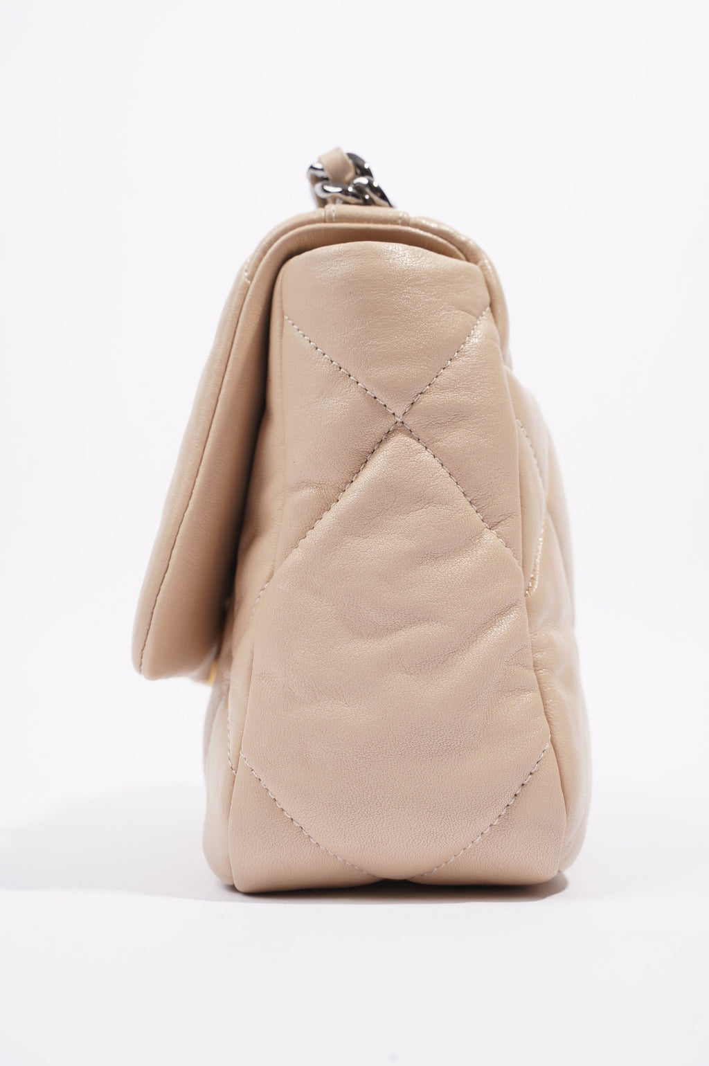 Chanel Womens 19 Flap Bag Beige Lambskin Small