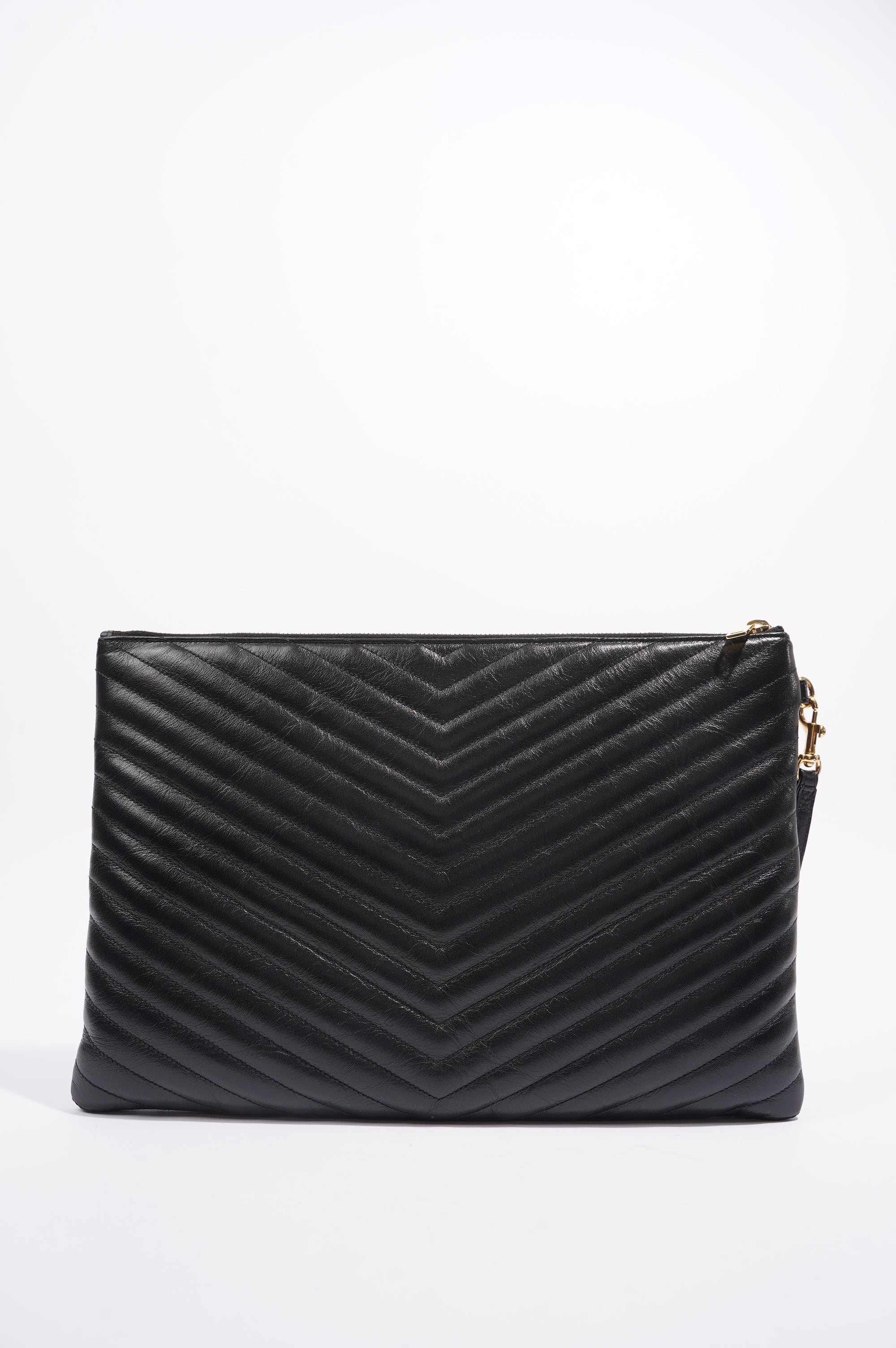Saint Laurent Womens Pouch Black / Gold Large