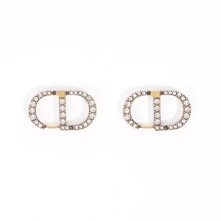 Christian Dior Womens CD Crystal Earrings Base Metal / Faux Crystal