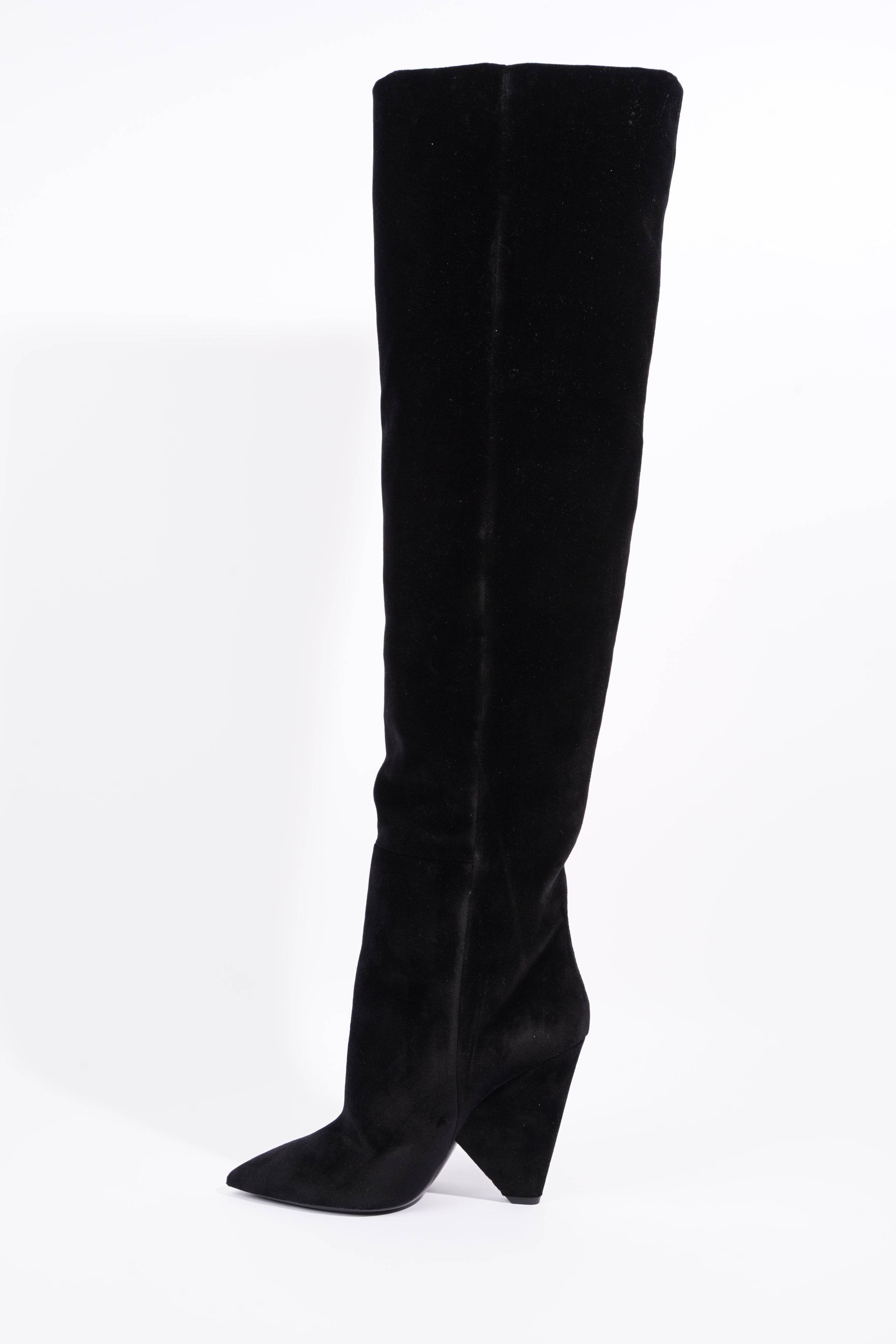 Saint Laurent Womens Niki Boot 105 Black Velvet EU 40 / UK 7