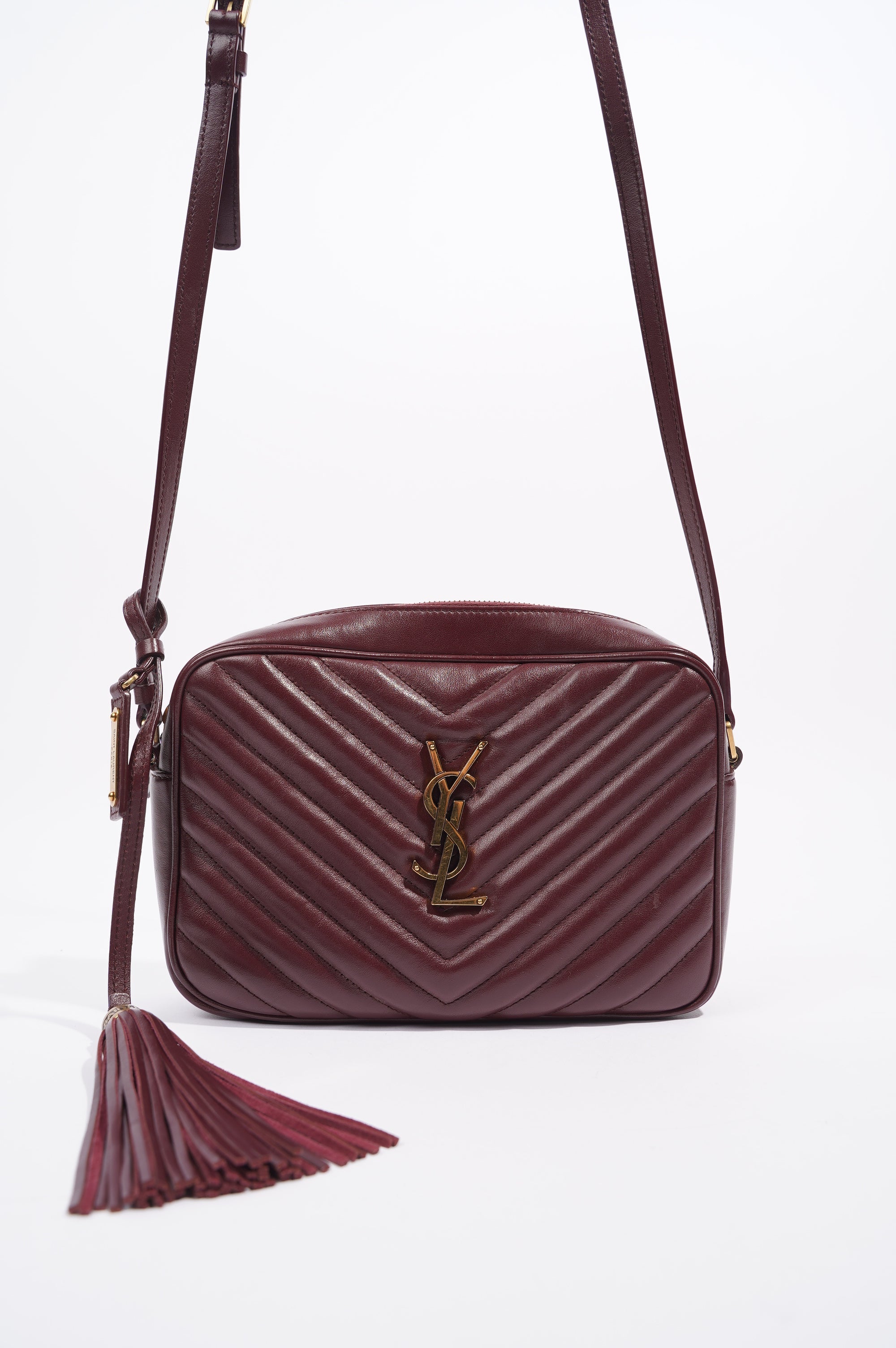 Saint Laurent Womens Lou Camera Bag Burgundy