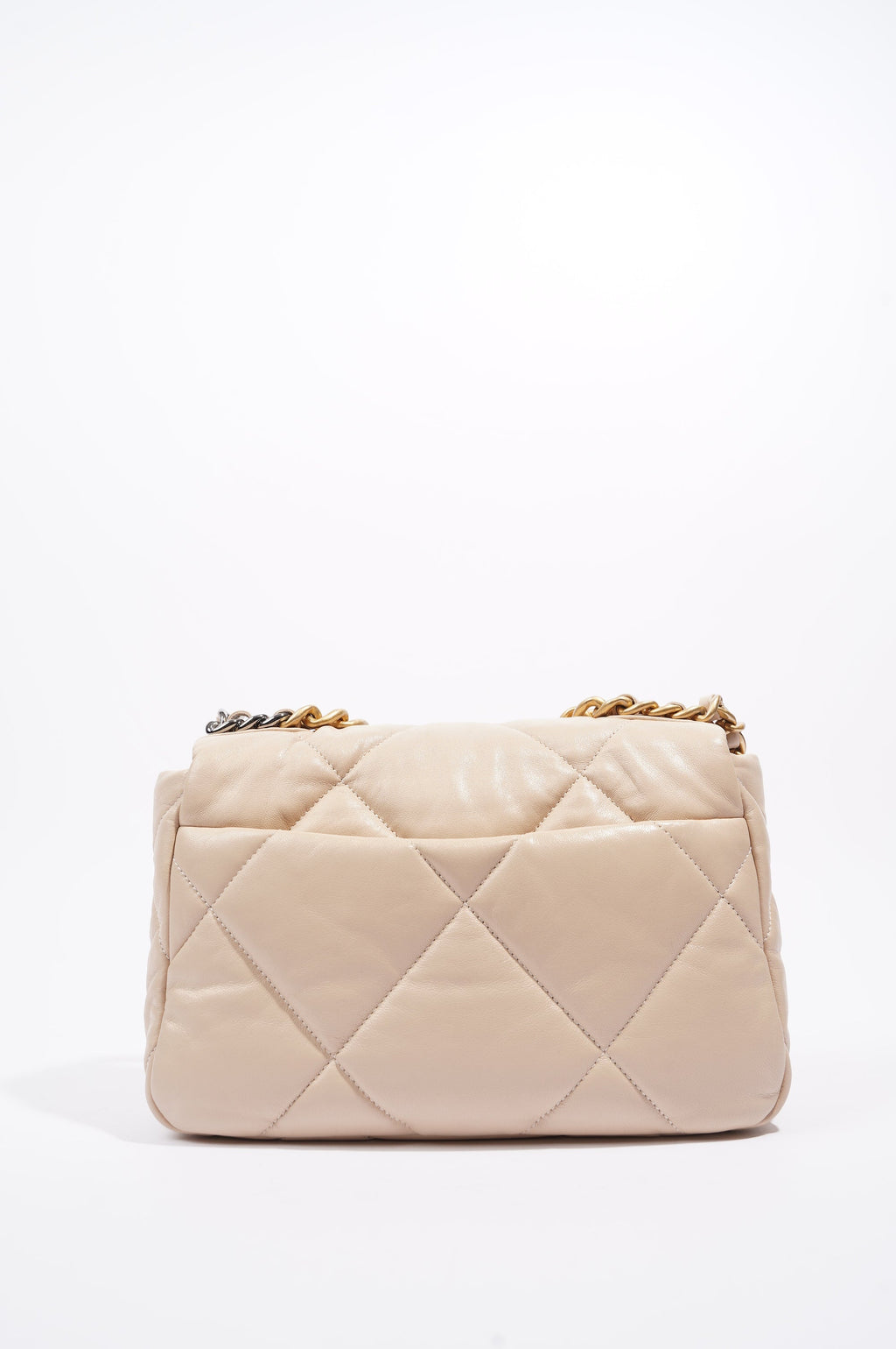 Chanel Womens 19 Flap Bag Beige Lambskin Small