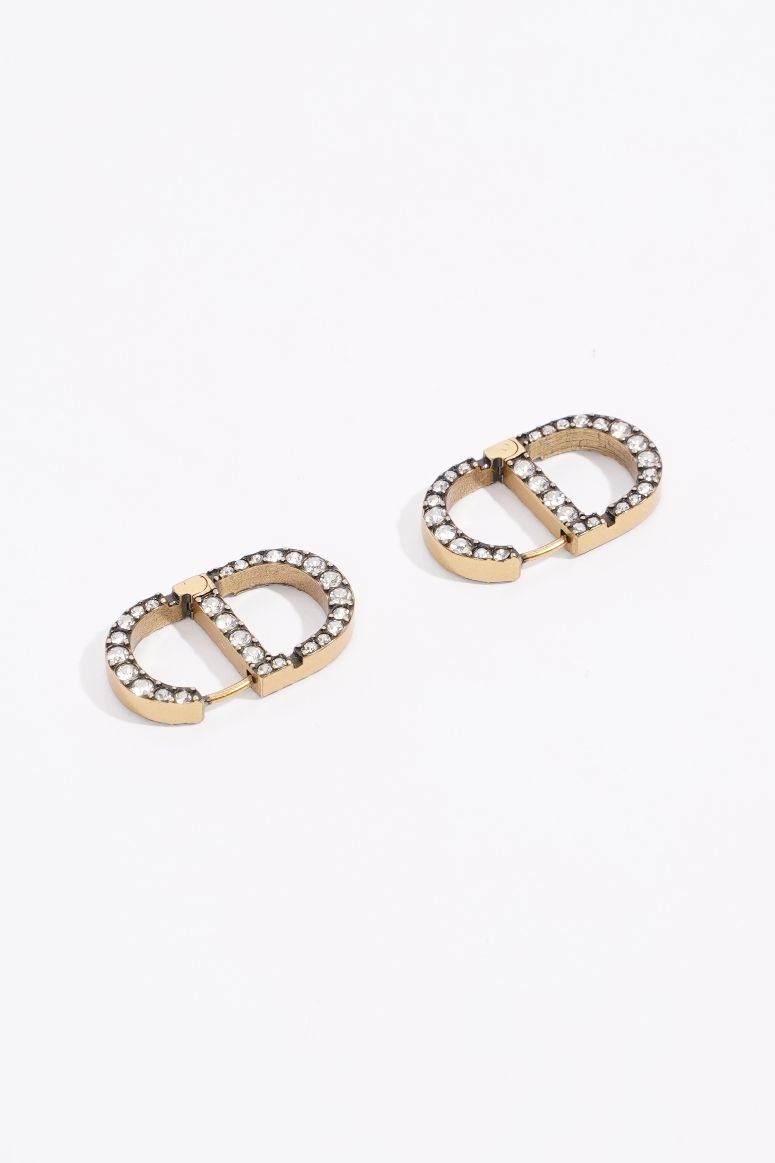 Christian Dior Womens CD Crystal Earrings Base Metal / Faux Crystal
