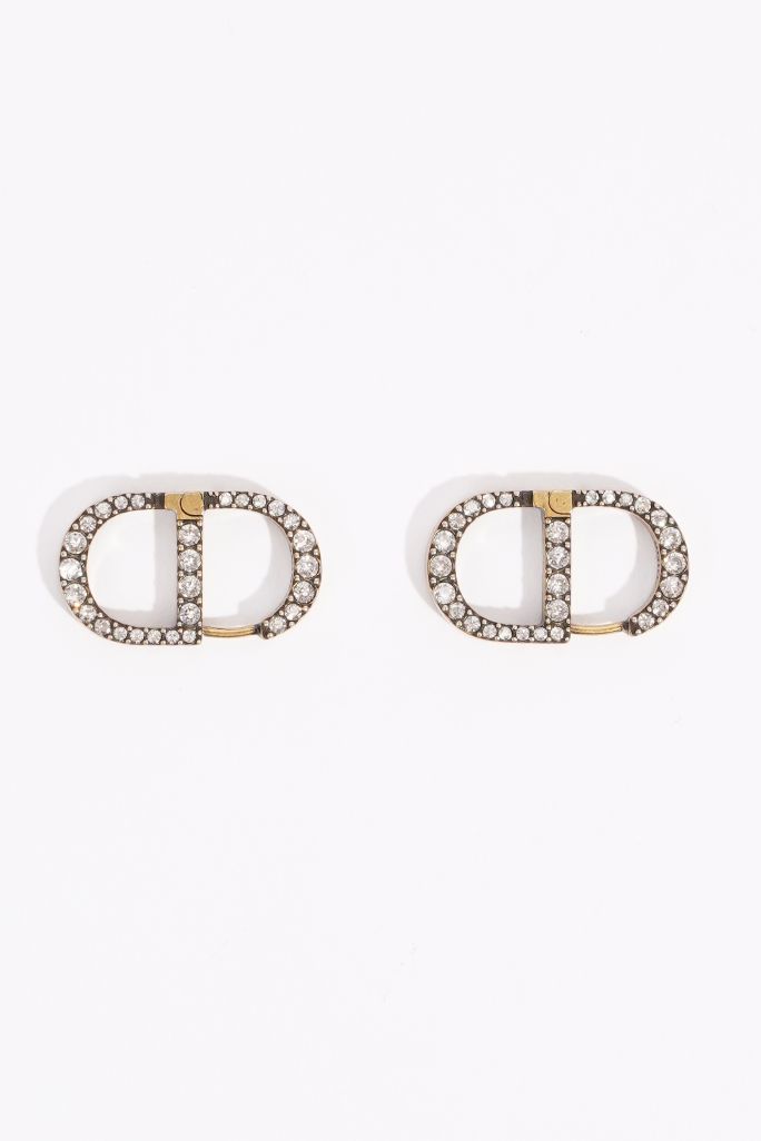 Christian Dior Womens CD Crystal Earrings Base Metal / Faux Crystal