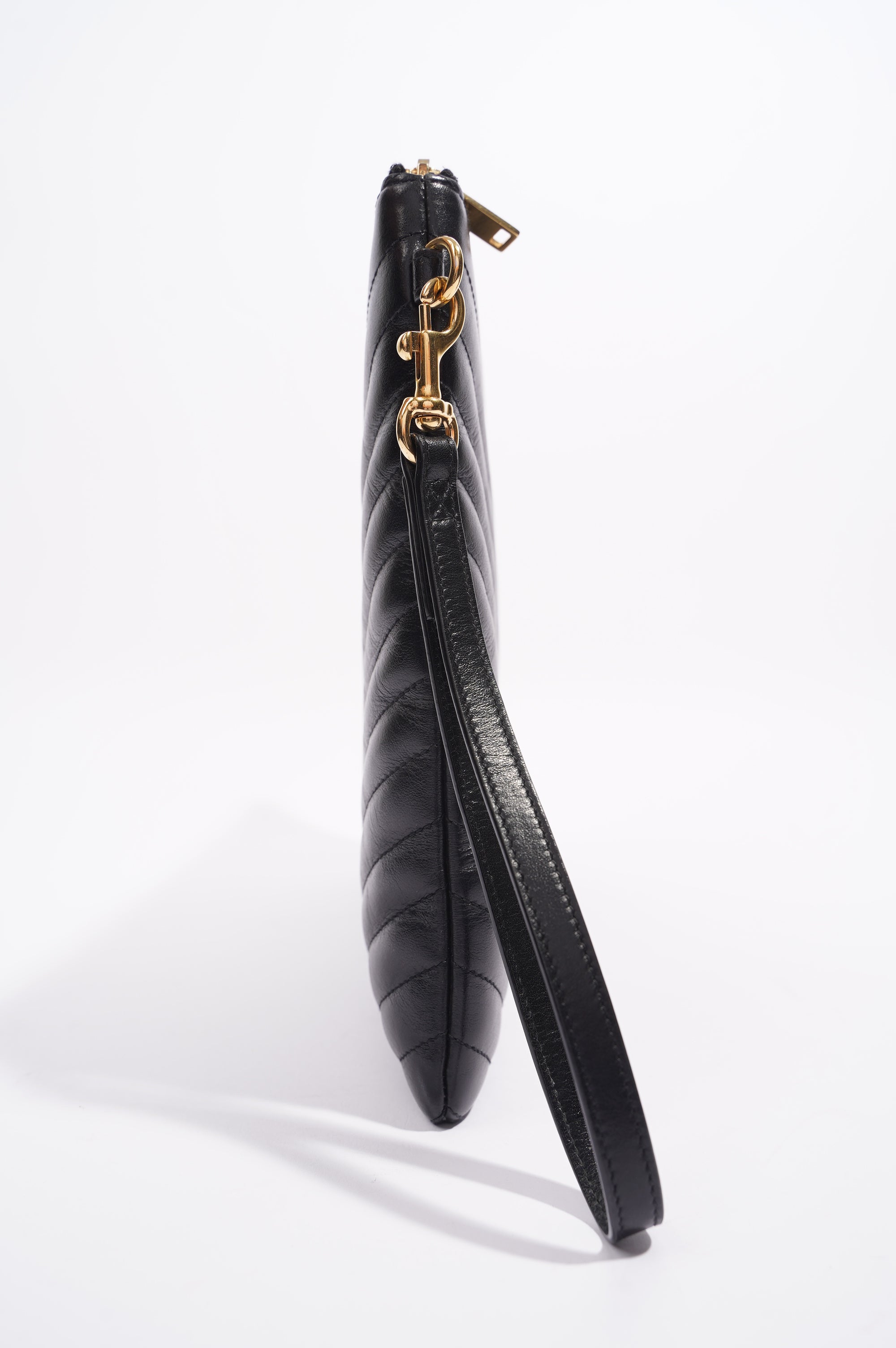 Saint Laurent Womens Pouch Black / Gold Large