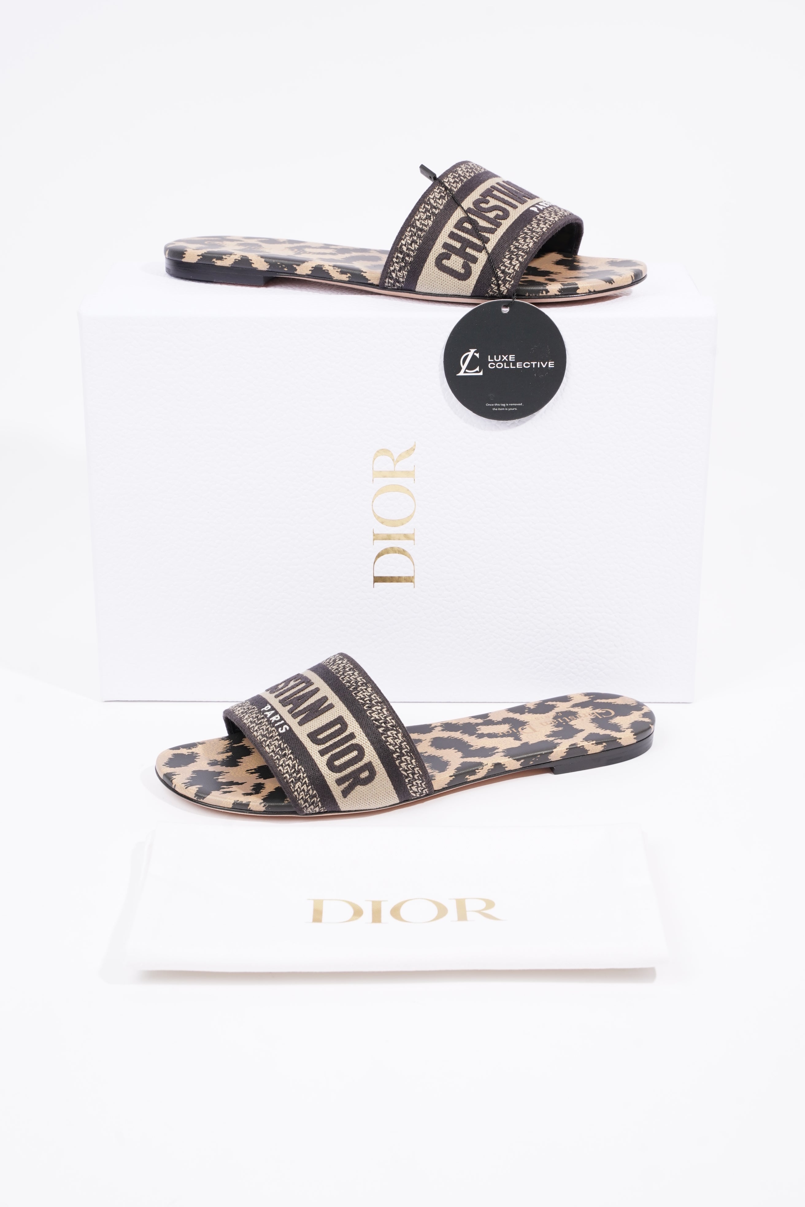 Christian Dior Womens Dway Slide Leopard Print EU 37.5 / UK 4.5