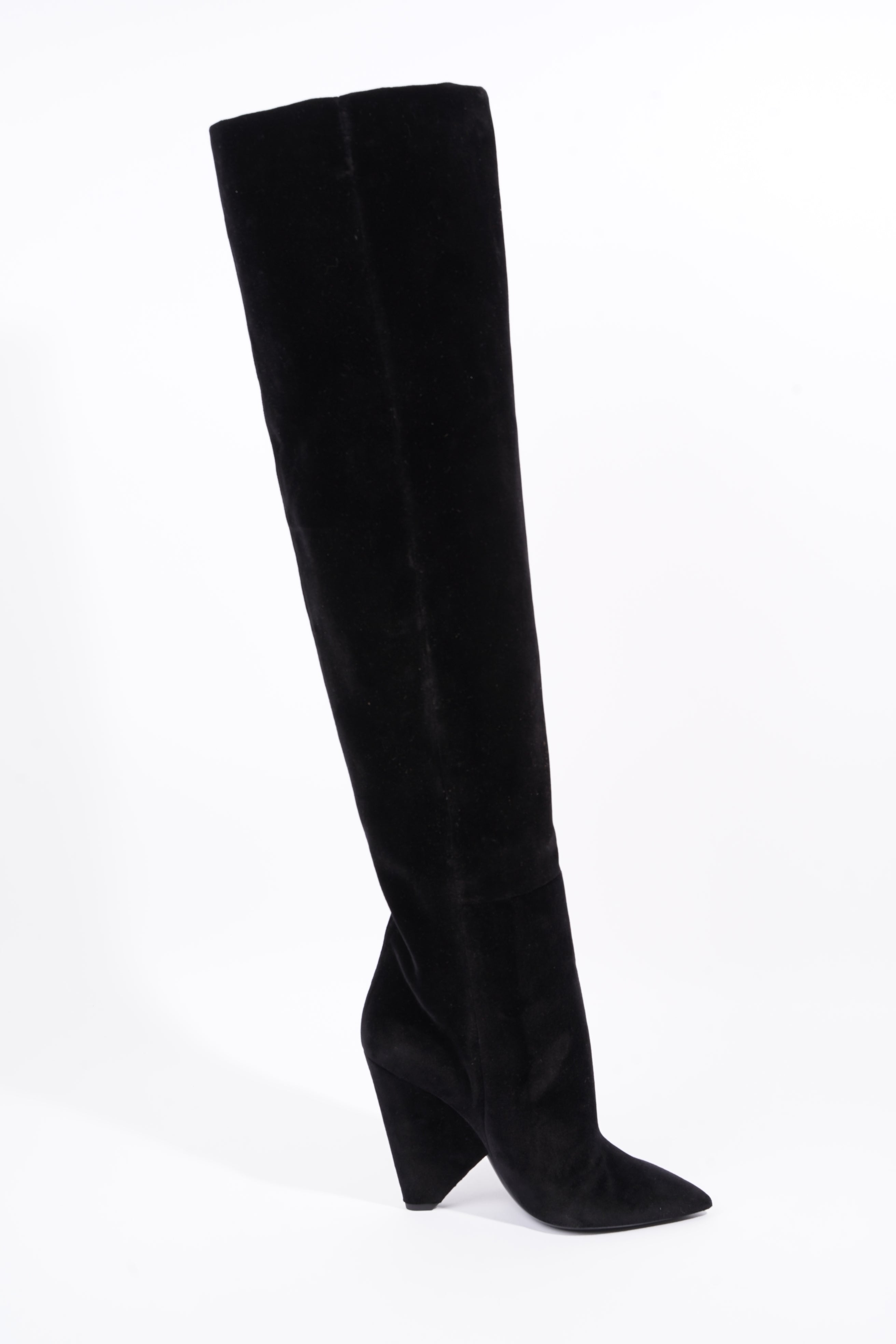 Saint Laurent Womens Niki Boot 105 Black Velvet EU 40 / UK 7