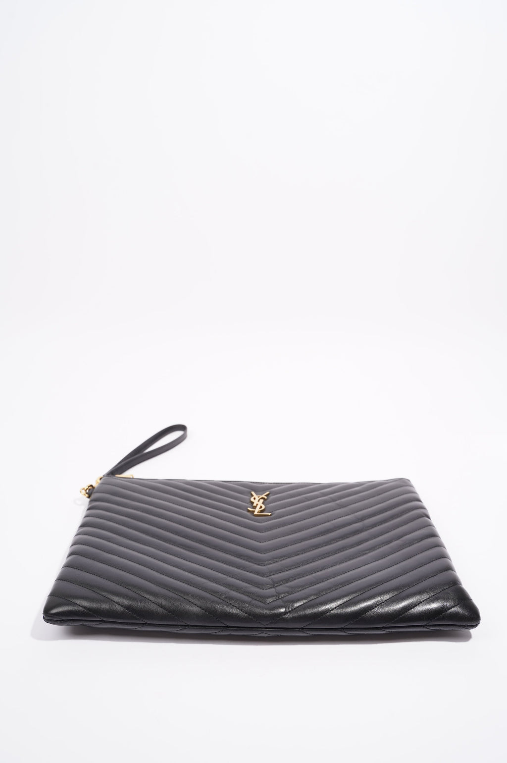 Saint Laurent Womens Pouch Black / Gold Large