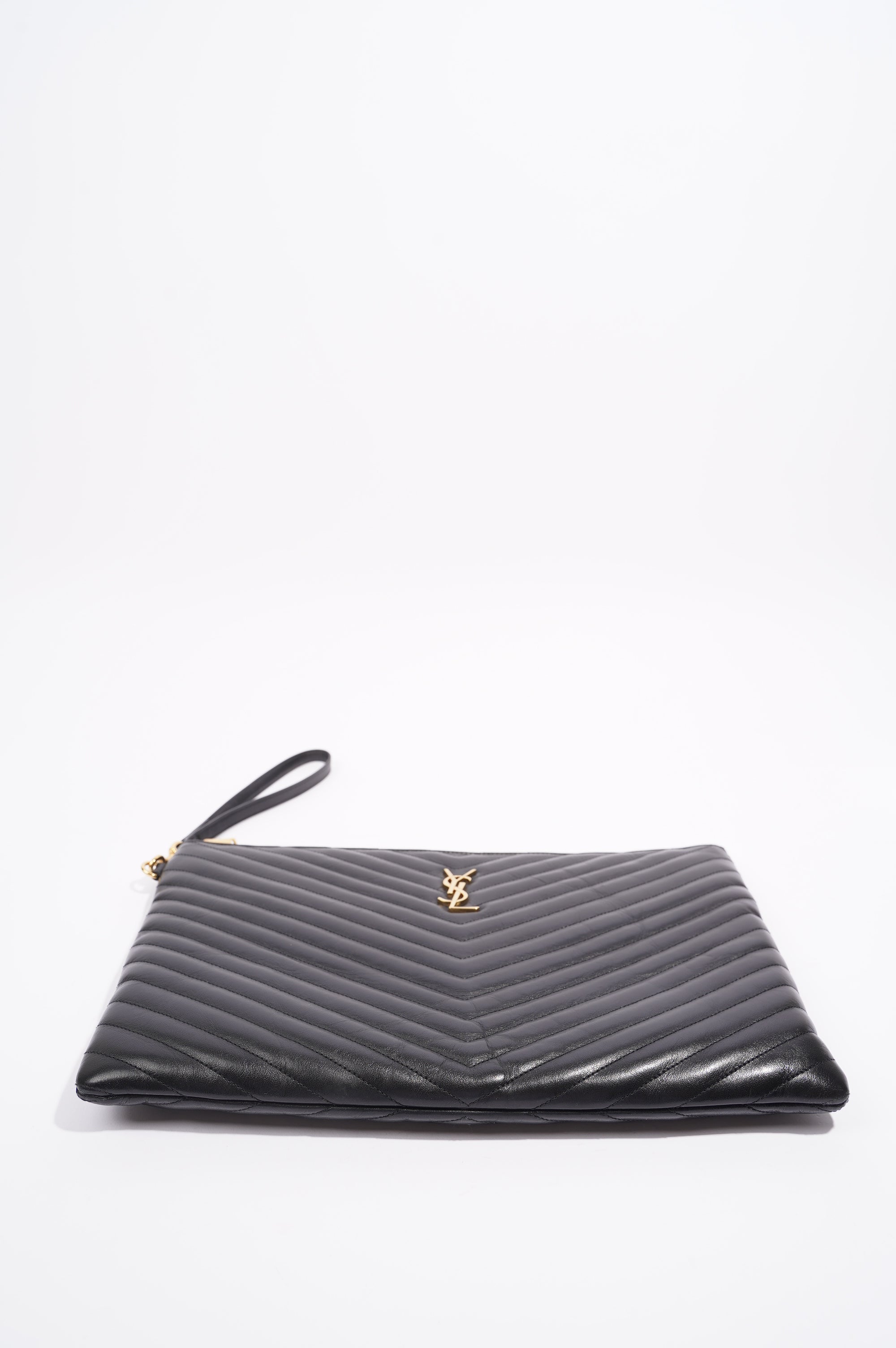 Saint Laurent Womens Pouch Black / Gold Large