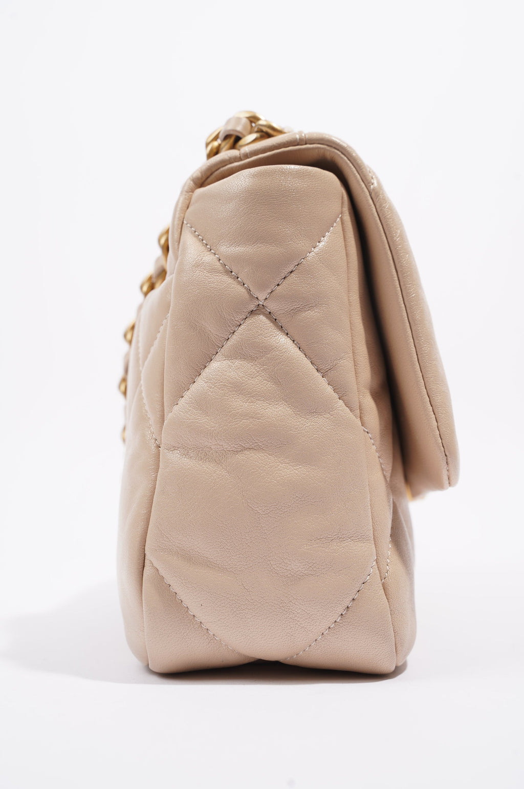 Chanel Womens 19 Flap Bag Beige Lambskin Small