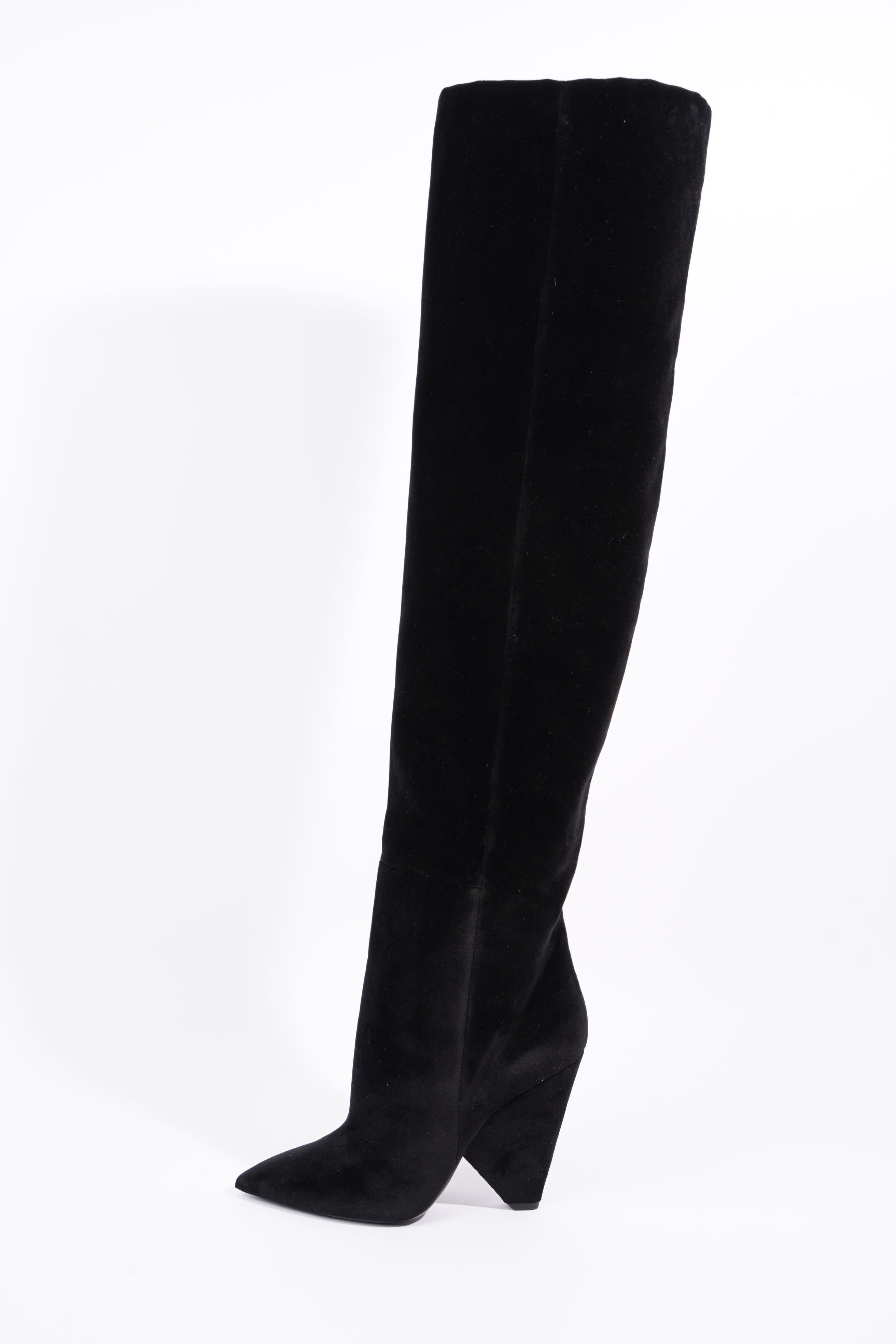 Saint Laurent Womens Niki Boot 105 Black Velvet EU 40 / UK 7