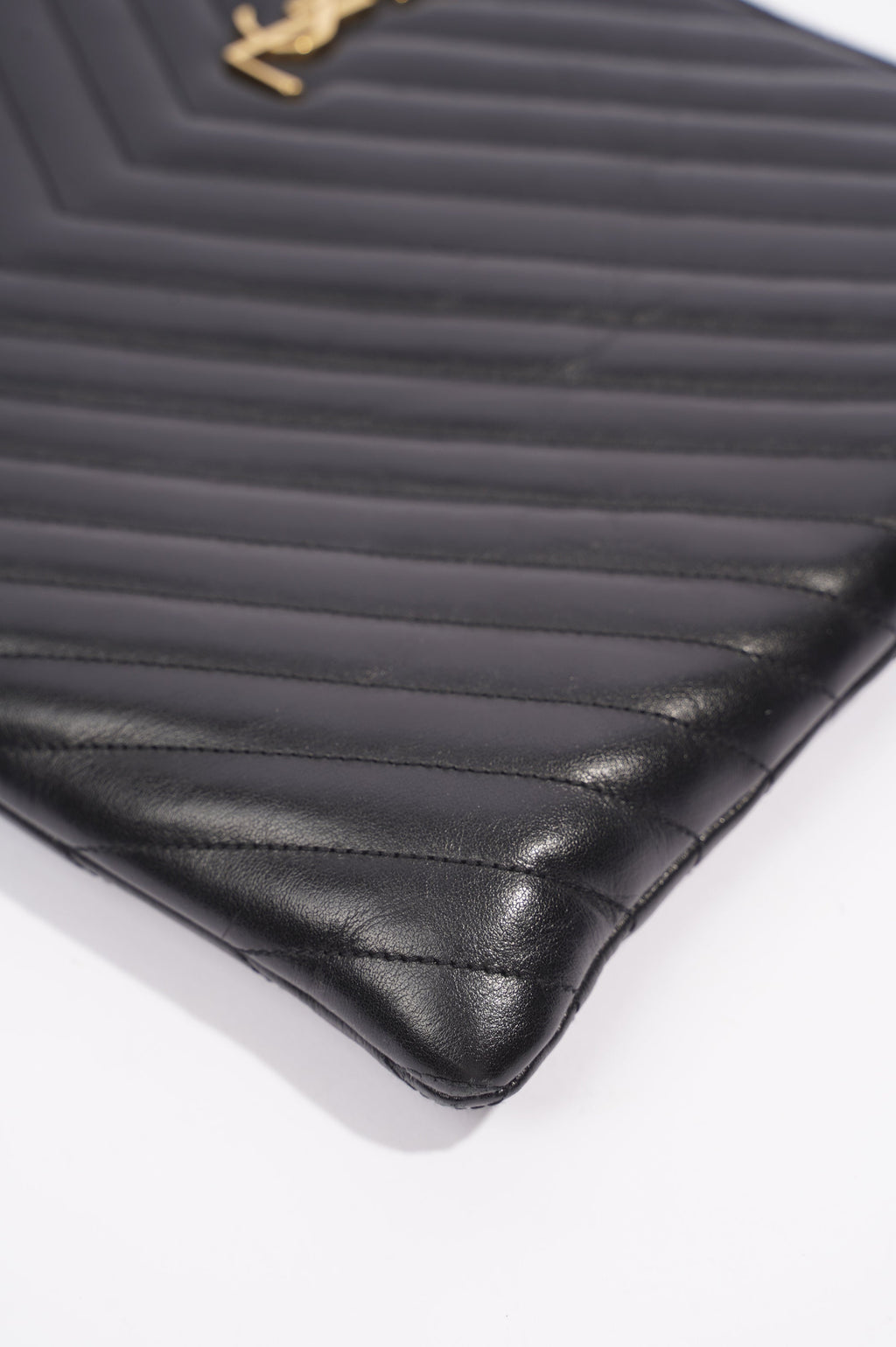 Saint Laurent Womens Pouch Black / Gold Large