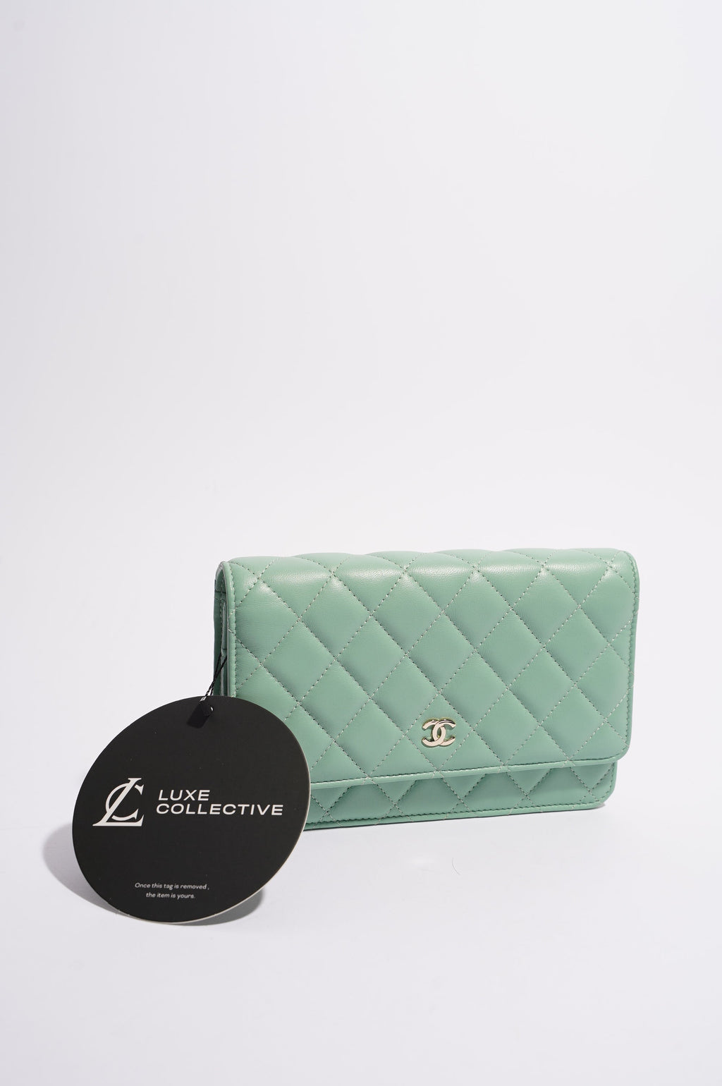 Chanel Womens Wallet On Chain Teal Lambskin
