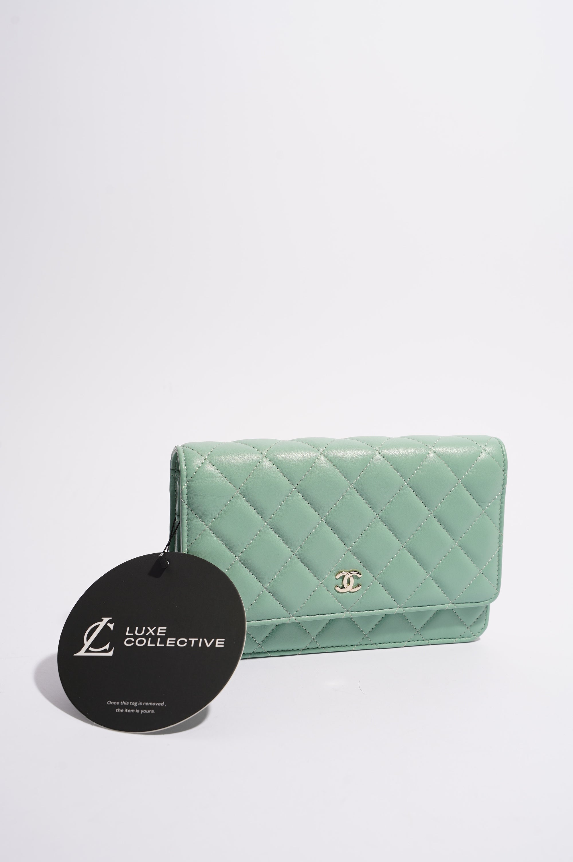 Chanel Womens Wallet On Chain Teal Lambskin