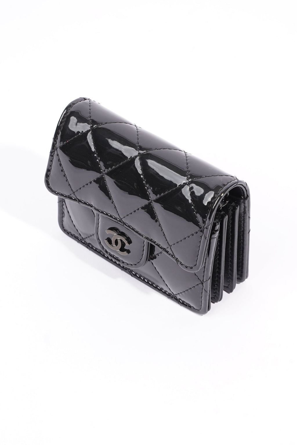 Chanel Wallet on Chain Black Patent Micro