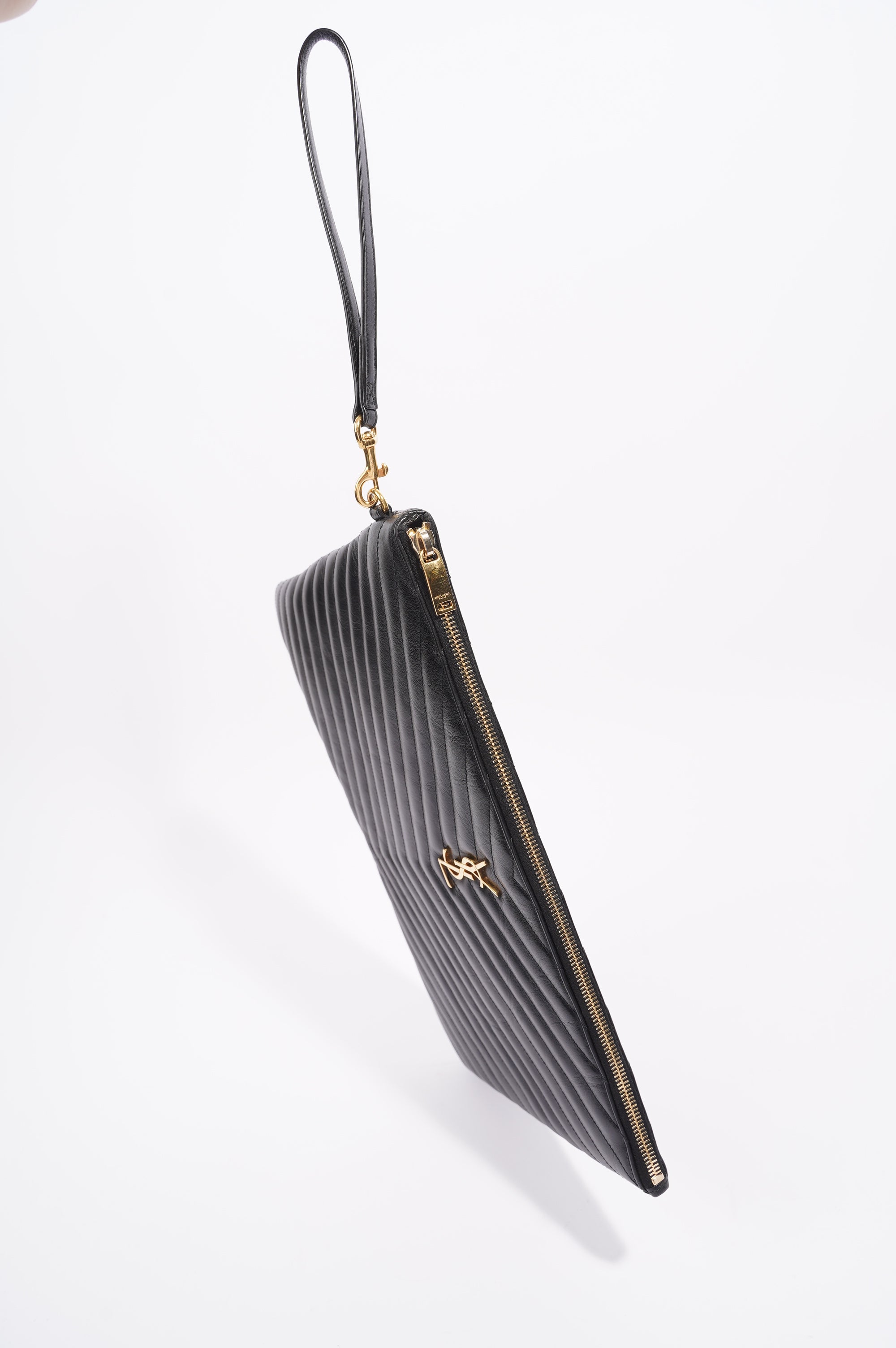 Saint Laurent Womens Pouch Black / Gold Large