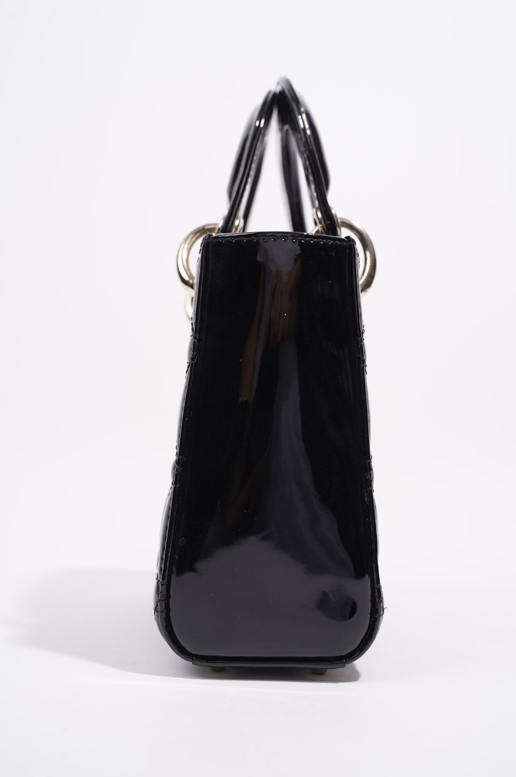 Christian Dior Womens Lady Dior Cannage Bag Black Patent Leather Mini