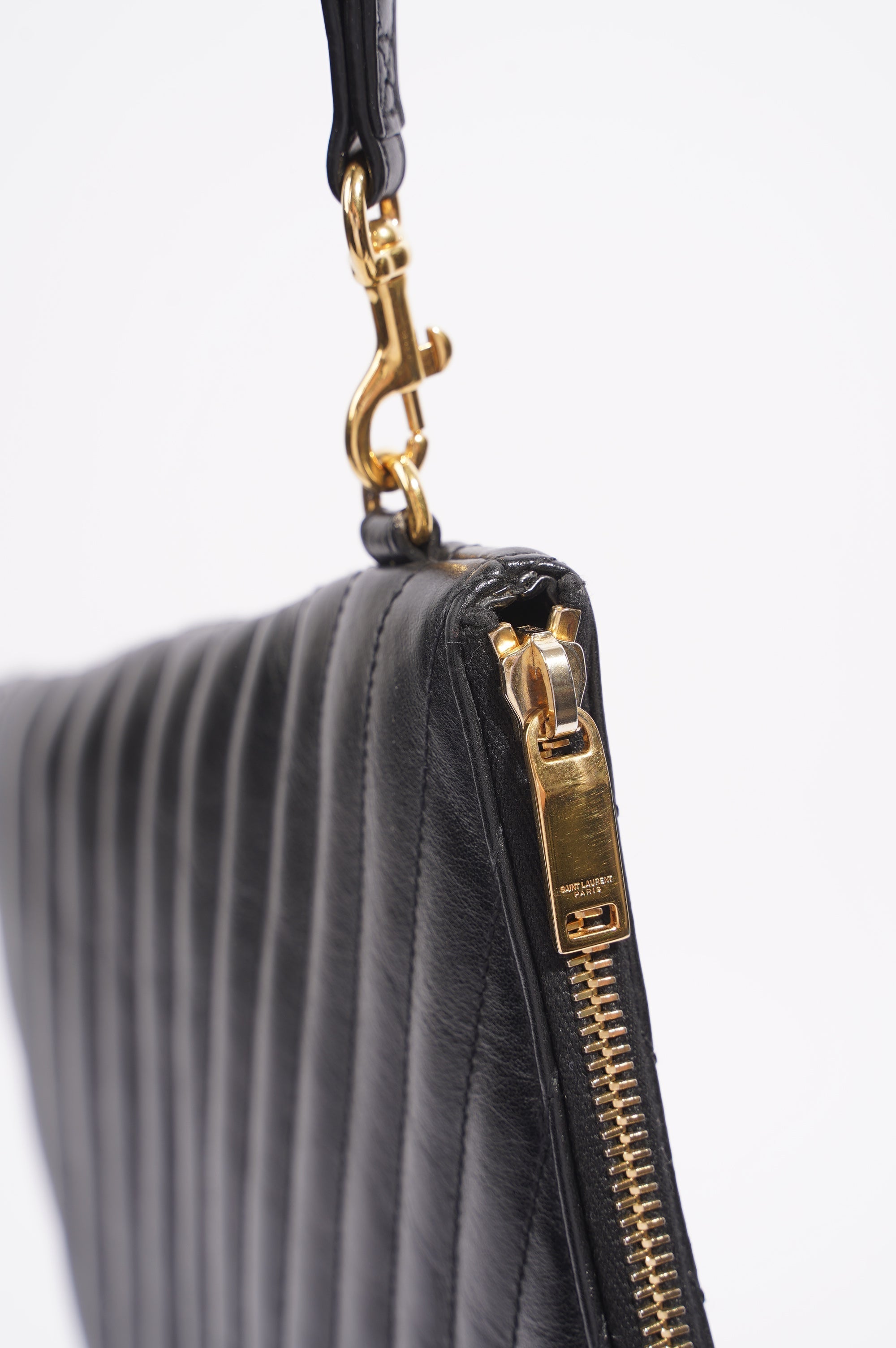 Saint Laurent Womens Pouch Black / Gold Large
