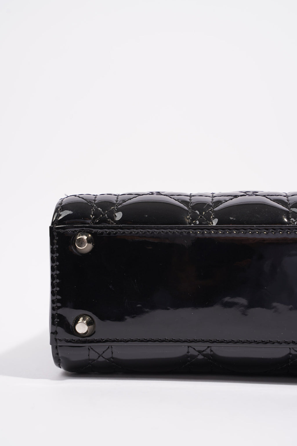Christian Dior Womens Lady Dior Cannage Bag Black Patent Leather Mini