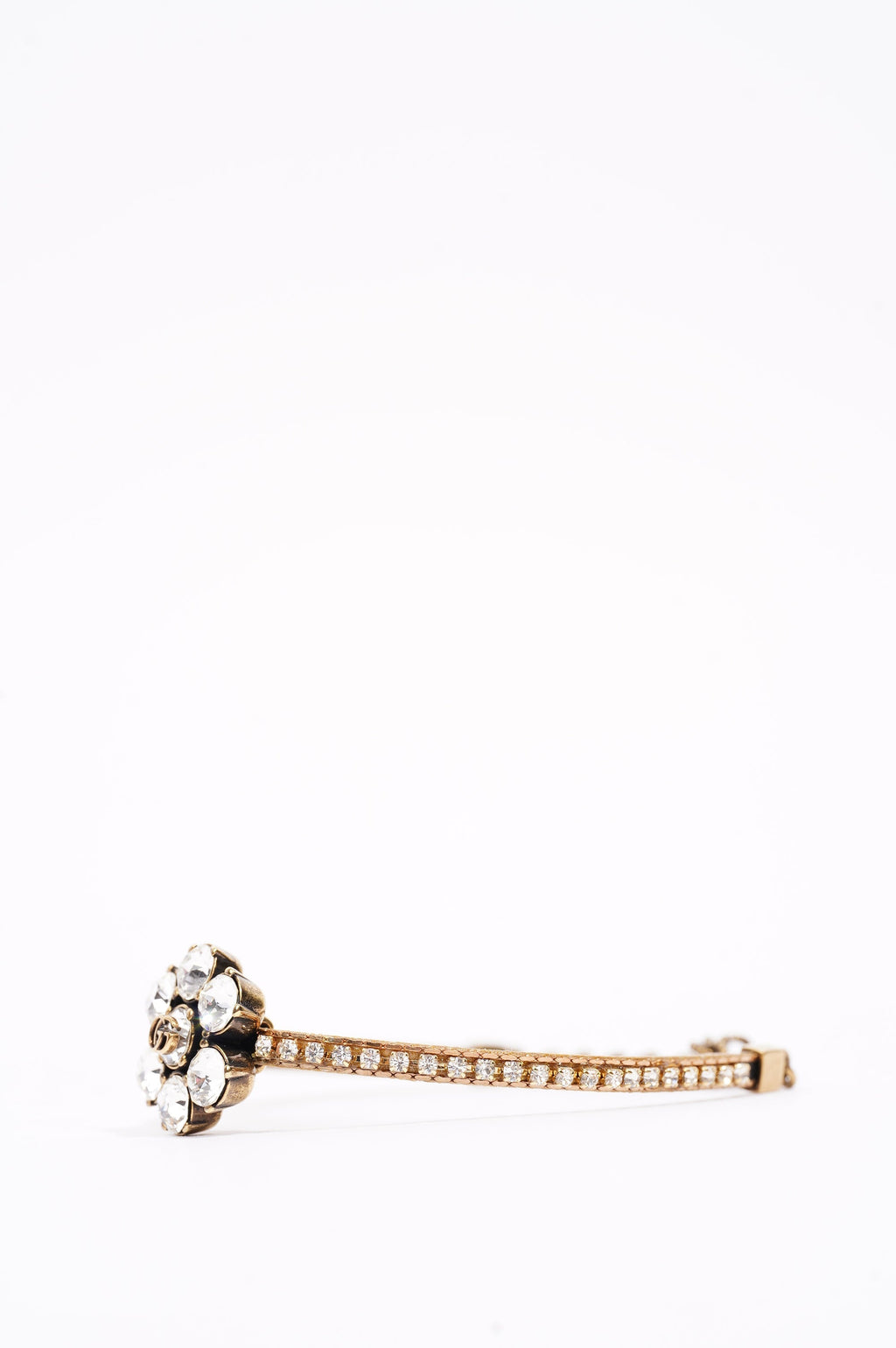 Gucci Womens Crystal Double G Bracelet Gold Crystal