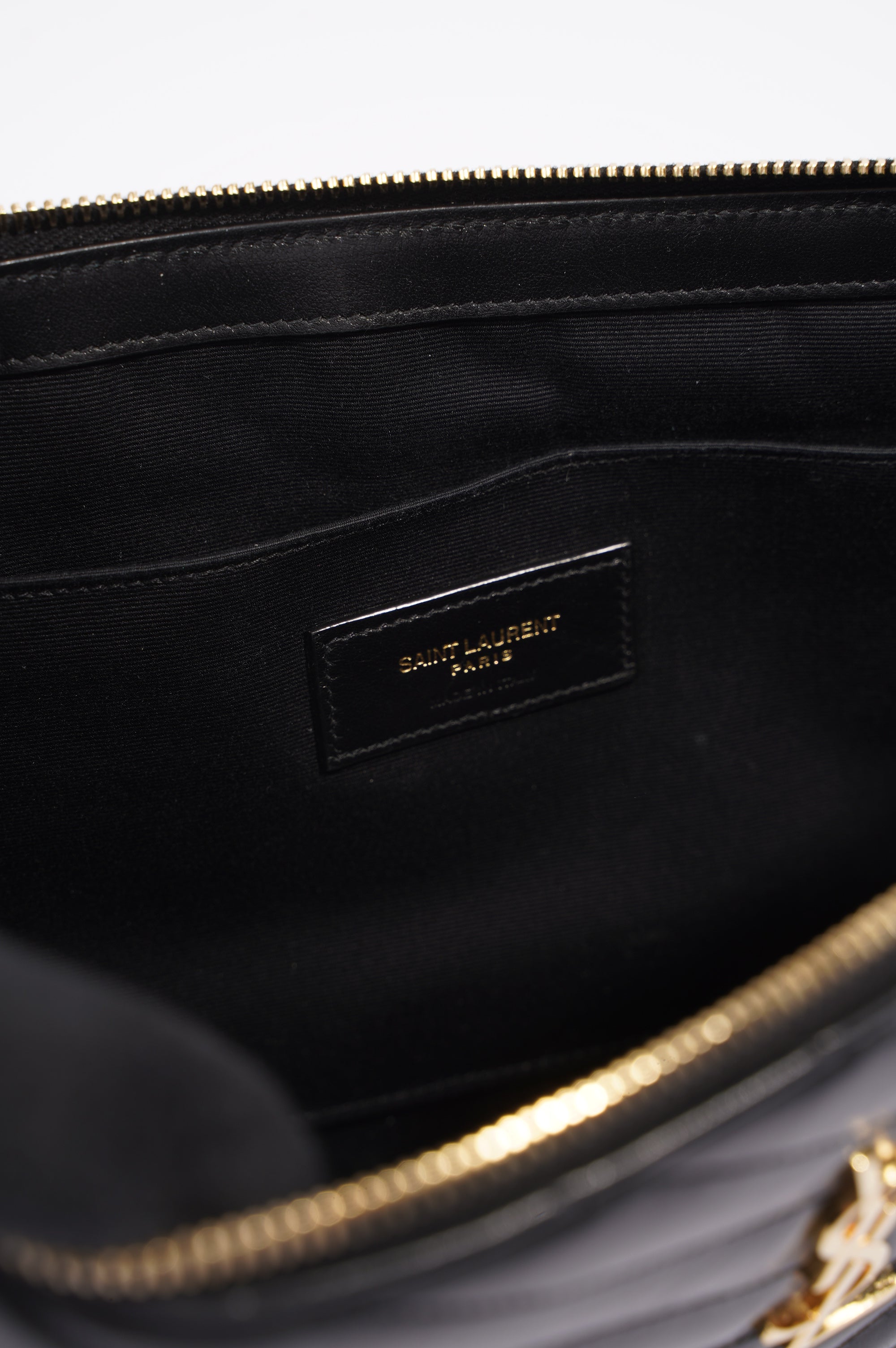 Saint Laurent Womens Pouch Black / Gold Large
