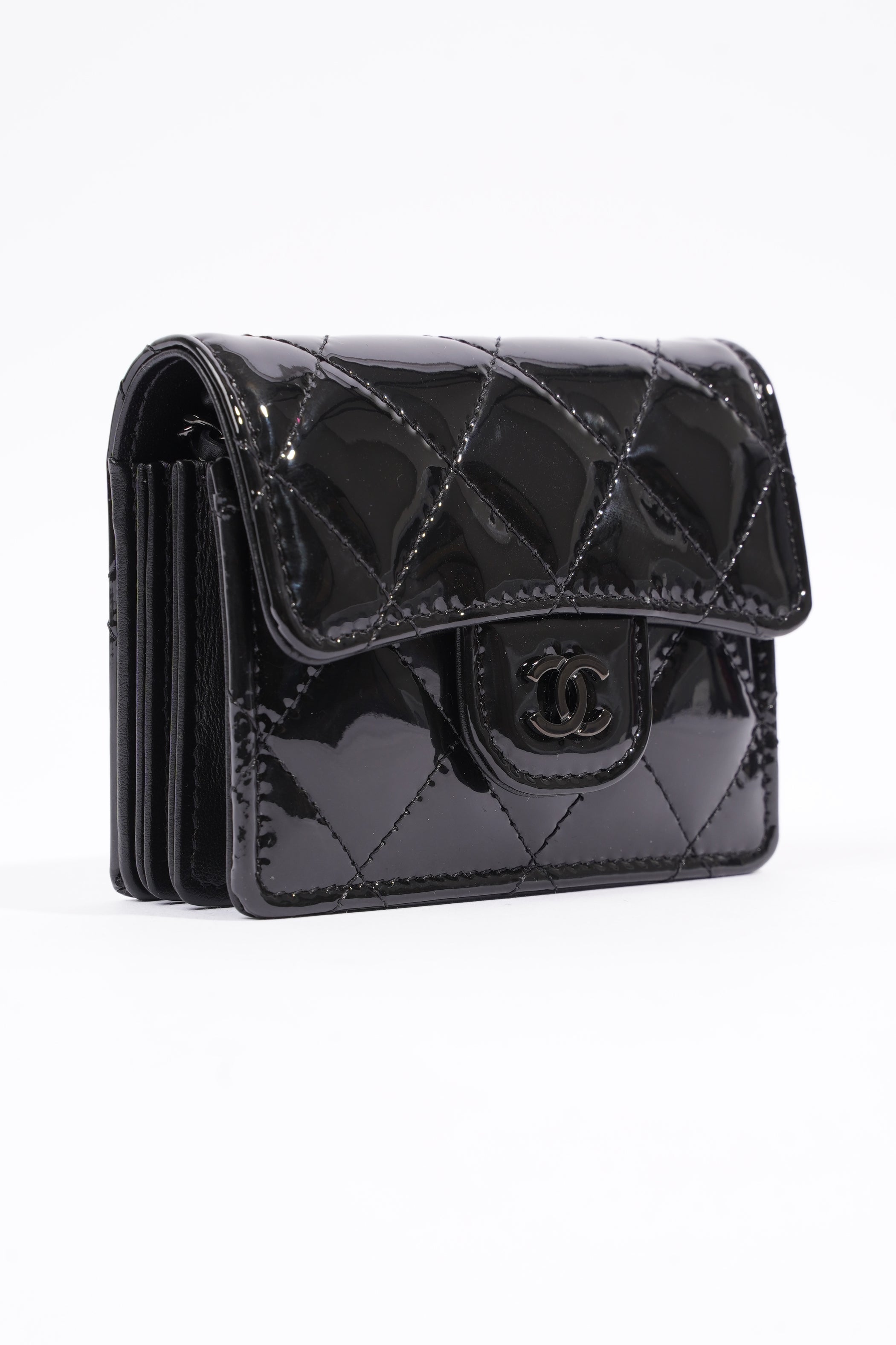 Chanel Wallet on Chain Black Patent Micro