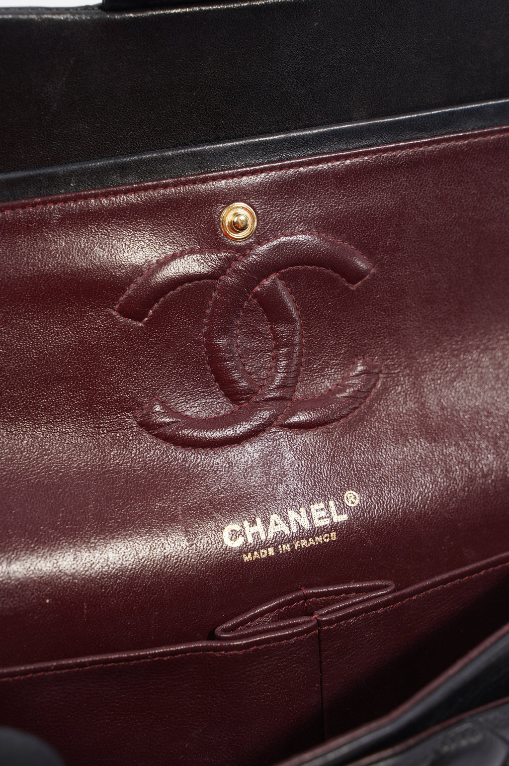 Chanel Womens Classic Lambskin Flap Black Medium