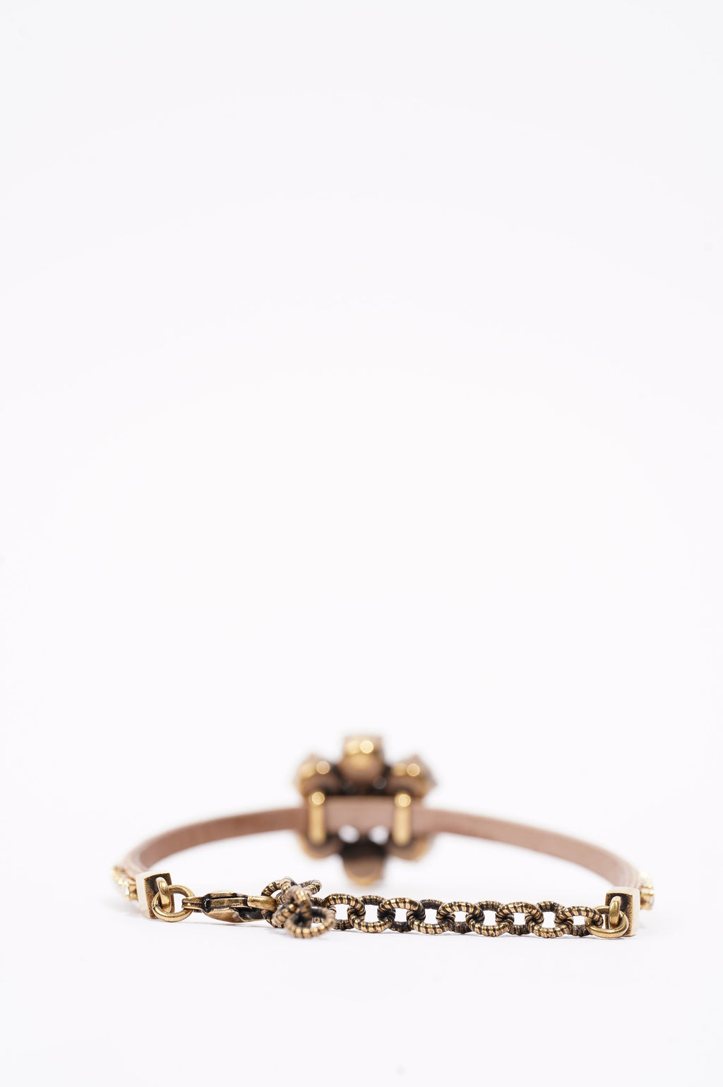 Gucci Womens Crystal Double G Bracelet Gold Crystal