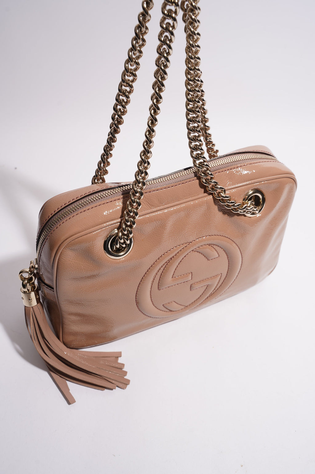 Gucci Womens Soho Chain Bag Nude Leather Medium