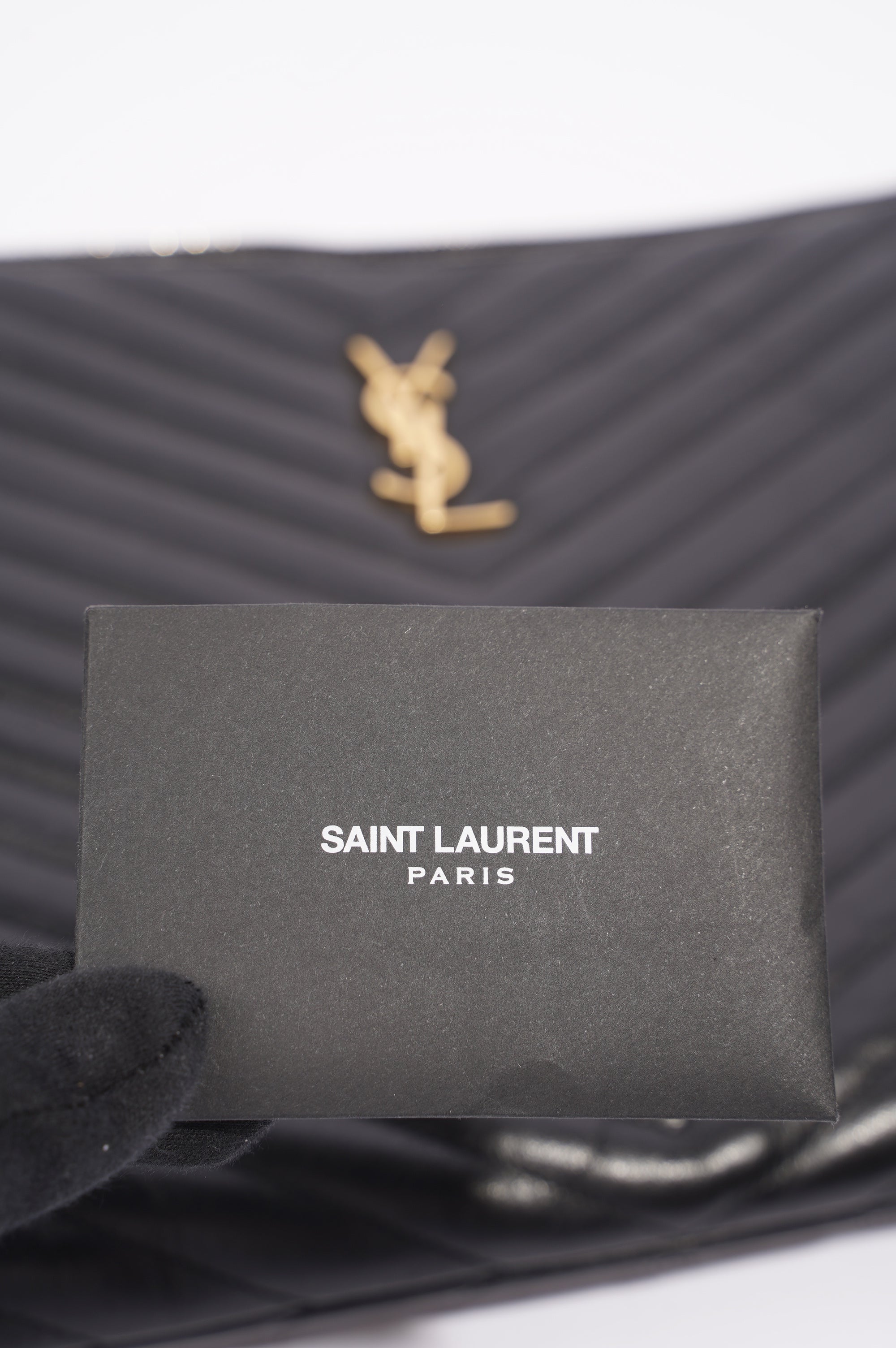 Saint Laurent Womens Pouch Black / Gold Large