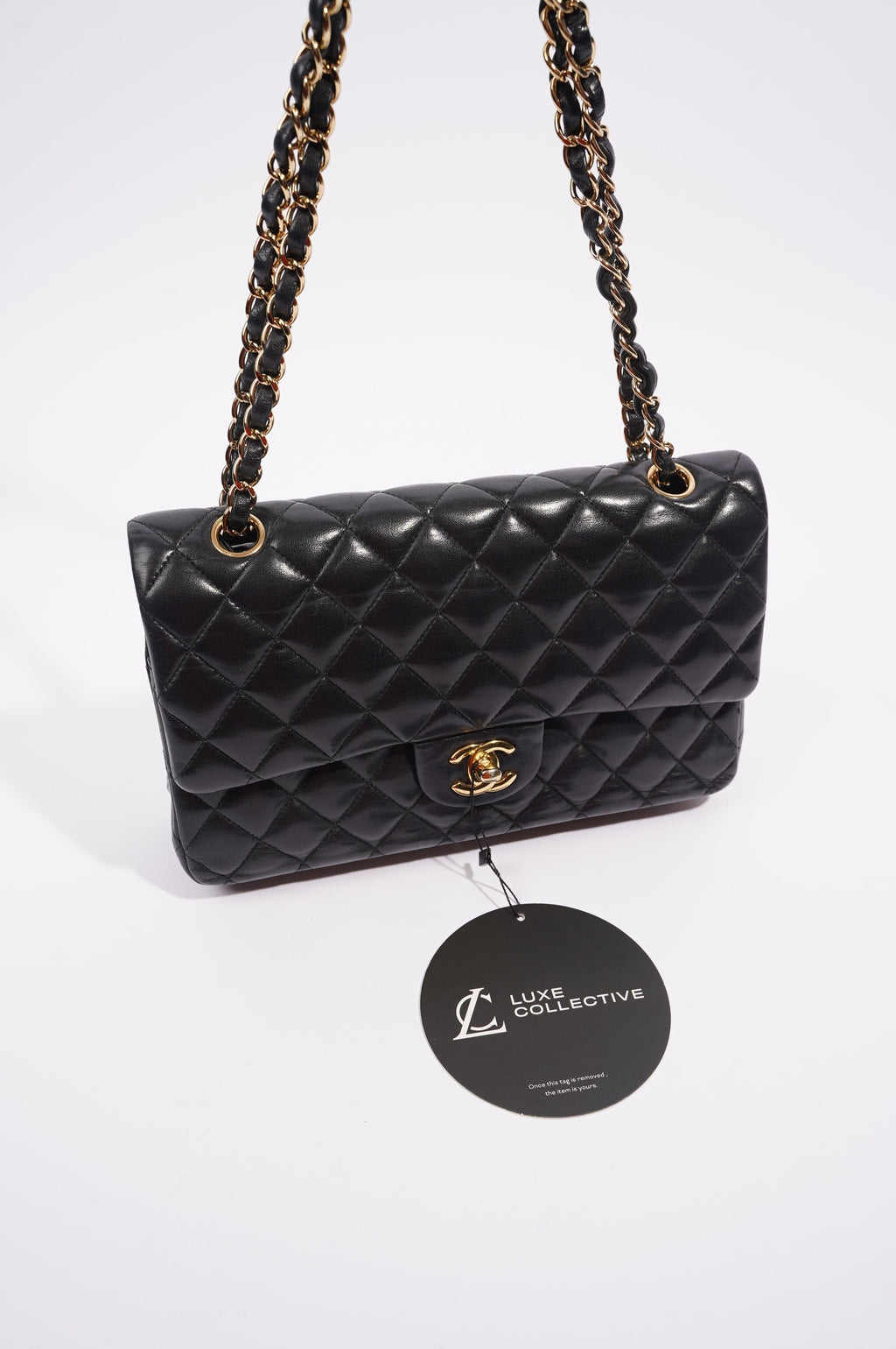 Chanel Womens Classic Lambskin Flap Black Medium